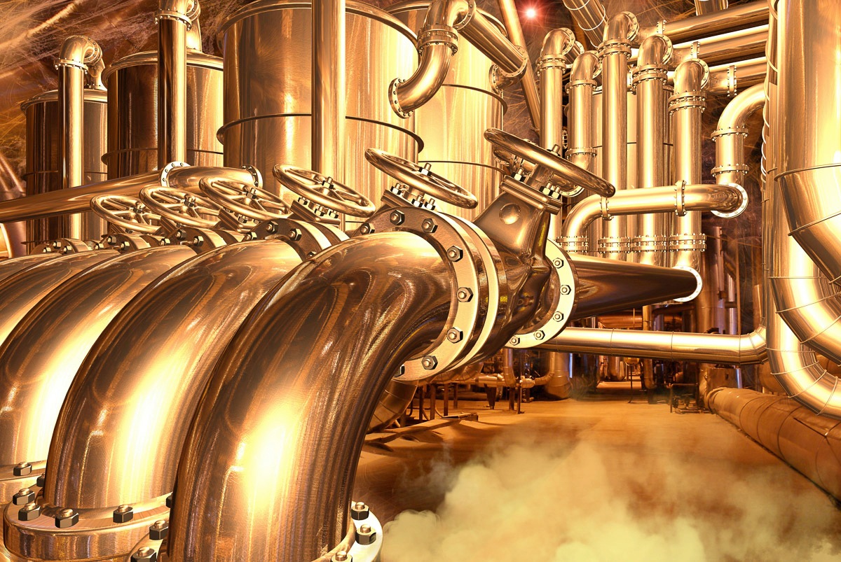 Image of Papermoon Fototapete »Goldfarbenene Fabrik«, Vliestapete, hochwertiger Digitaldruck, inklusive Kleister bei Ackermann Versand Schweiz