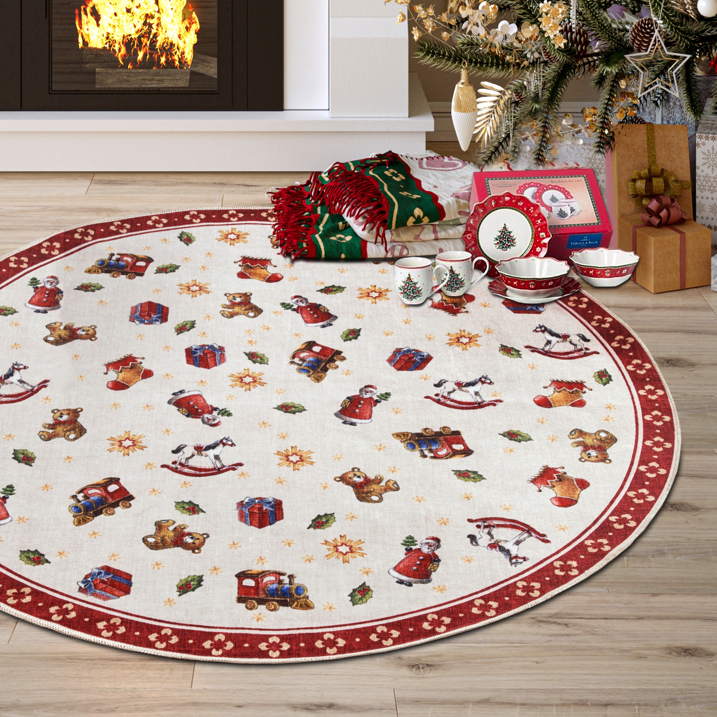 Image of Villeroy & Boch Teppich "Nostalgic Toys Delight, eckig, rund und Läufer" 3 mm Höhe Weihnachten, Wohnzimmer, Flur, Geschenk, Toys Delight, Dekoration