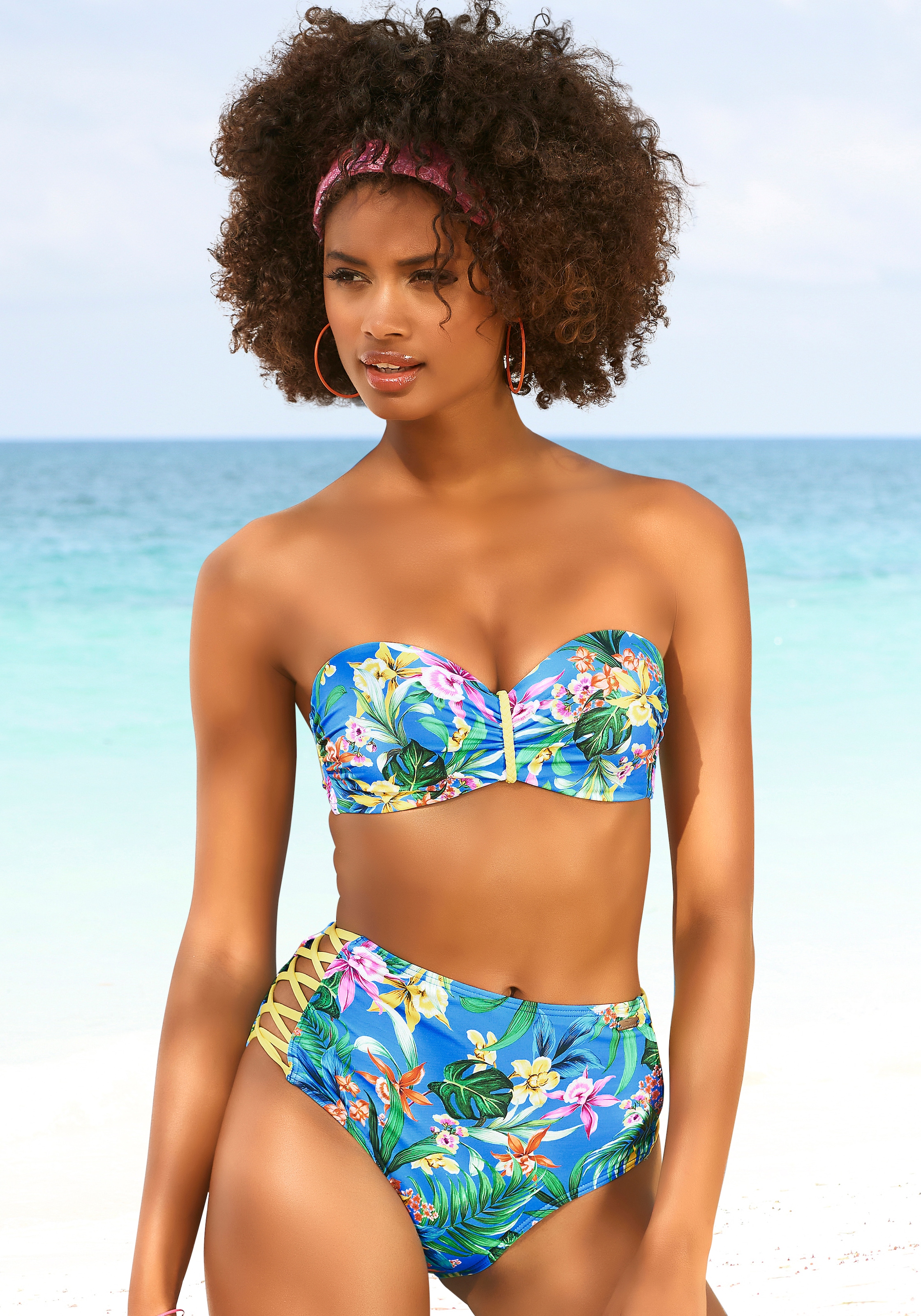 Bikini-Hose »Hanni«, mit tropischem Print und gelben Details