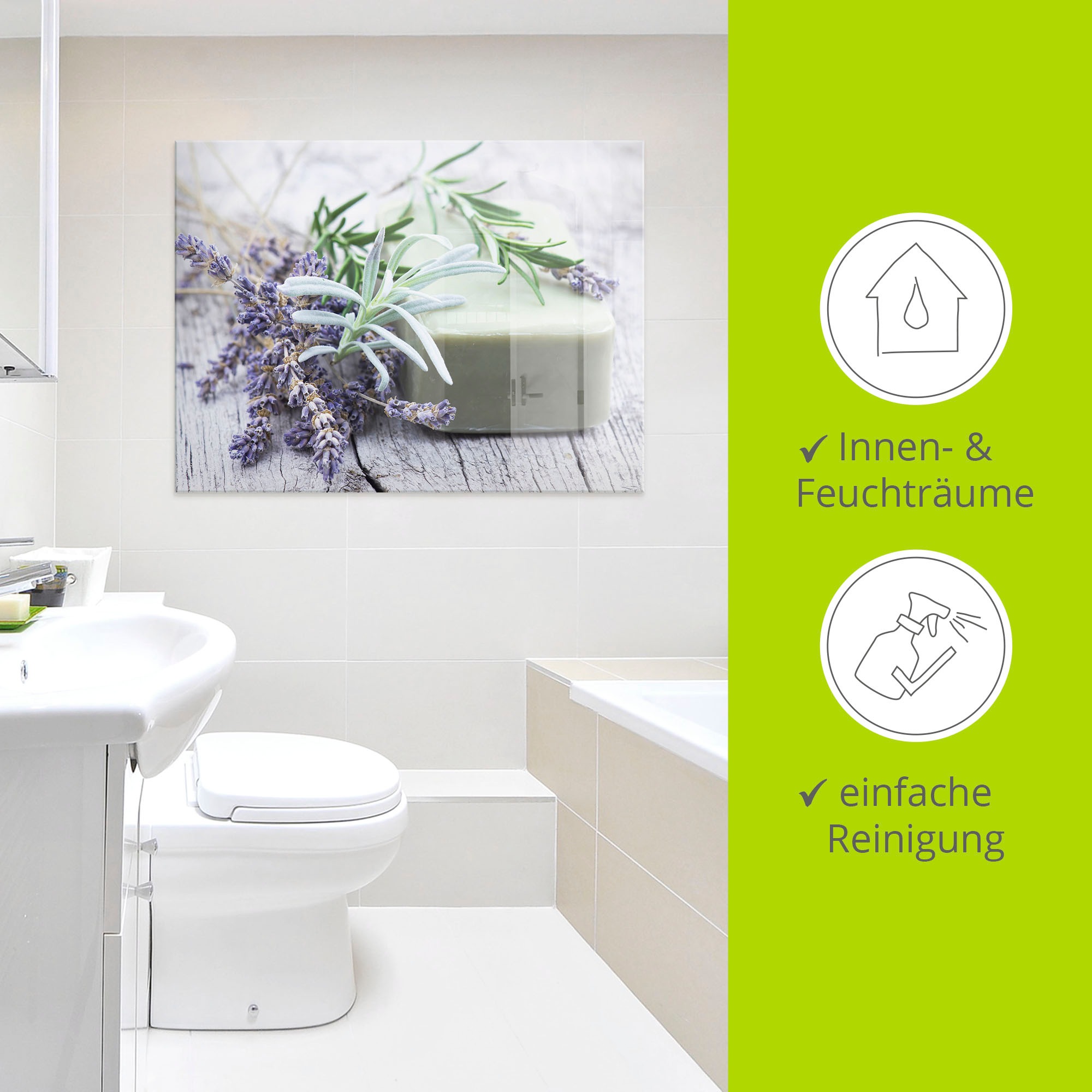 Artland Glasbild »Stück natürlicher Seife mit Kräutern« Spa 1 Stk. tlg. in verschiedenen Grössen