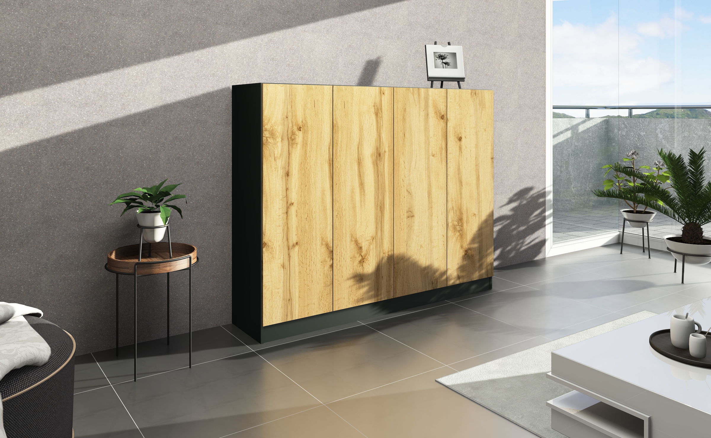 borchardt Möbel Armoire à chaussures »Vaasa, Schuhregal 4-türig mit 12 verstellbaren Fächern« Breite 152 cm