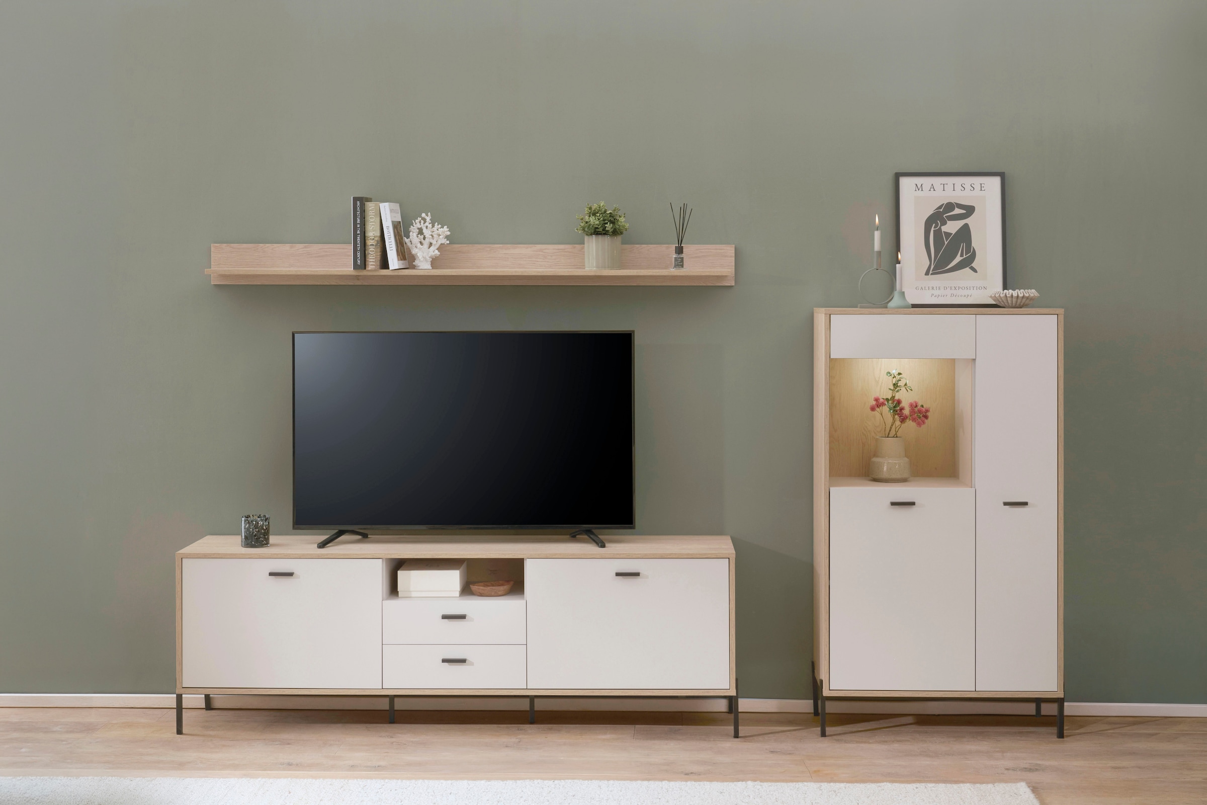 Home affaire Wohnwand »Fredericia, moderne Anbauwand, Komplettset in Kaschmir« Set, 3 Stk. tlg.