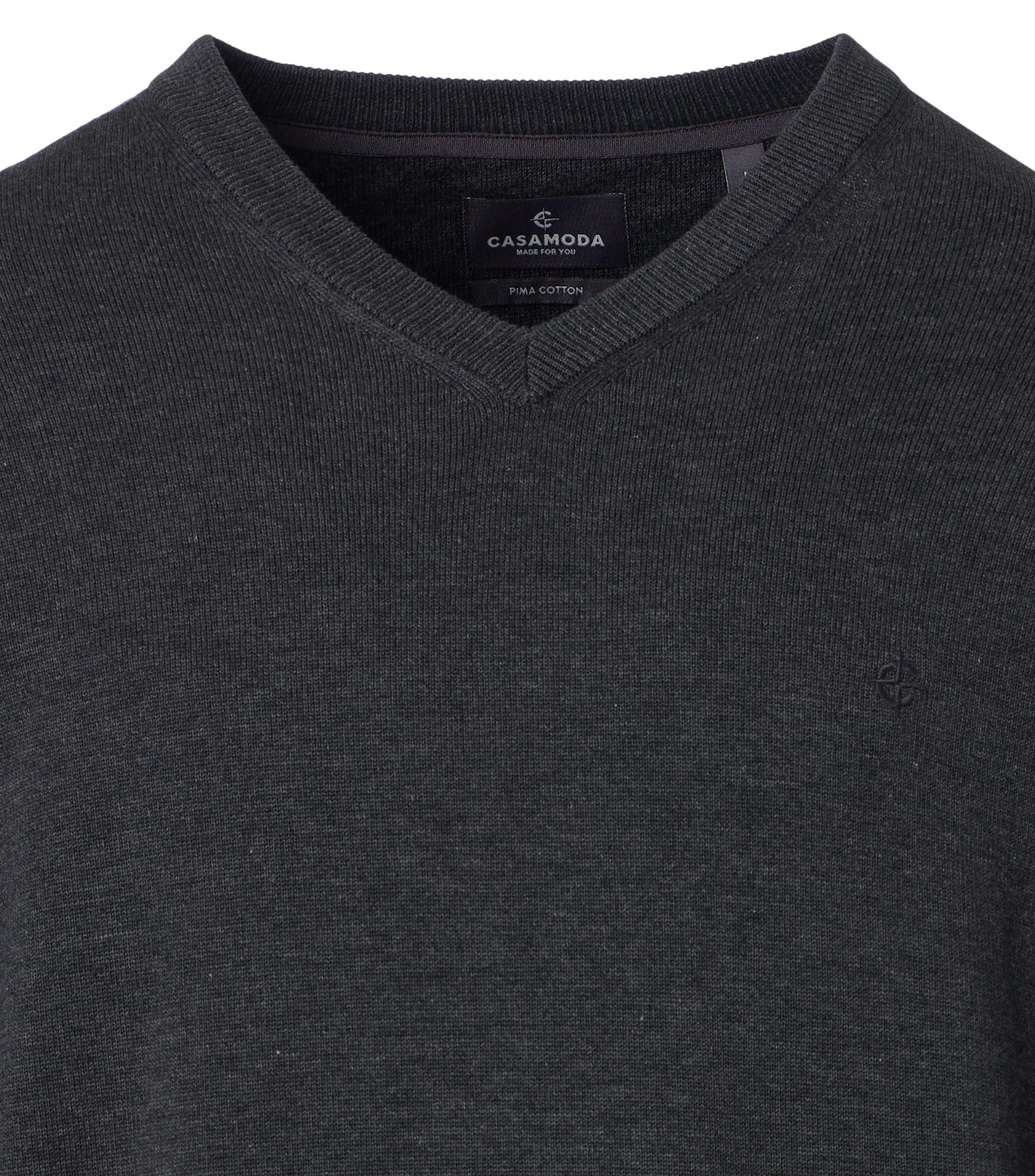 CASAMODA Pull en tricot »Pullover« coton / col en V / uni