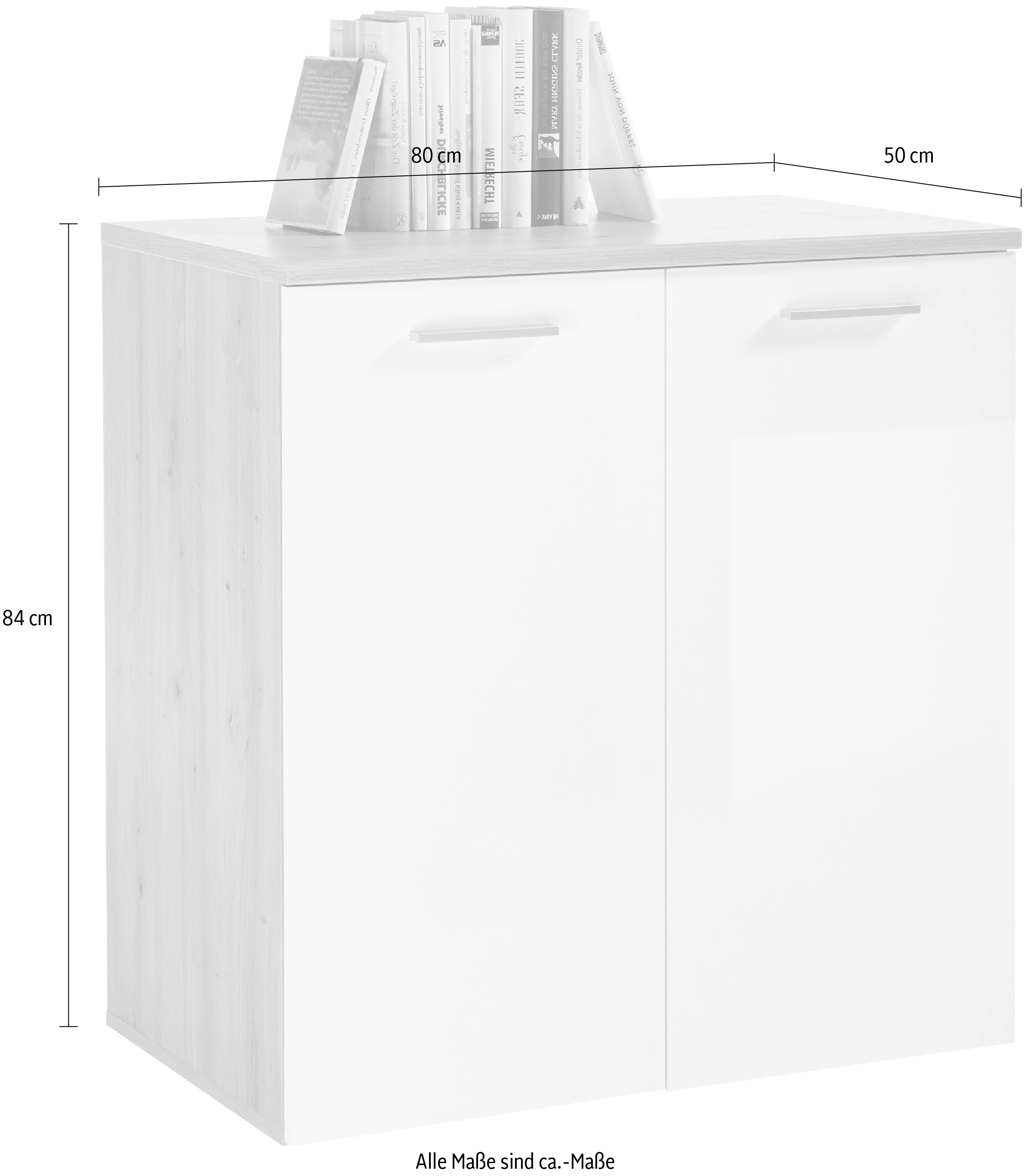 HBZ Kommode »Pablo weiss Glanz, BxHxT 80x84x50 cm«, Kommode mit 2 Türen und 1 festen Einlegeboden