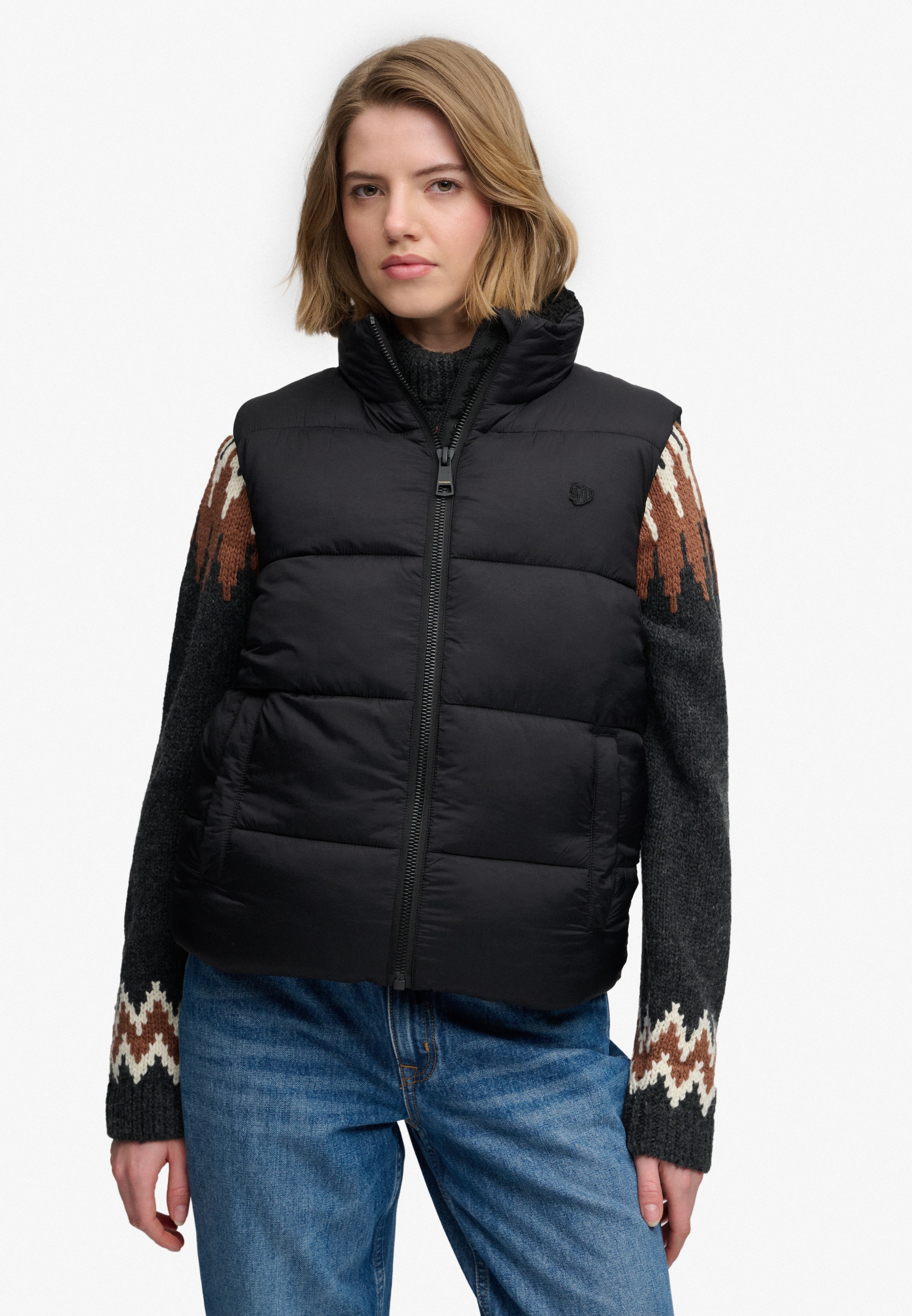Image of Superdry Steppweste "BORG LINED GILET" Kunstfaser, regular fit