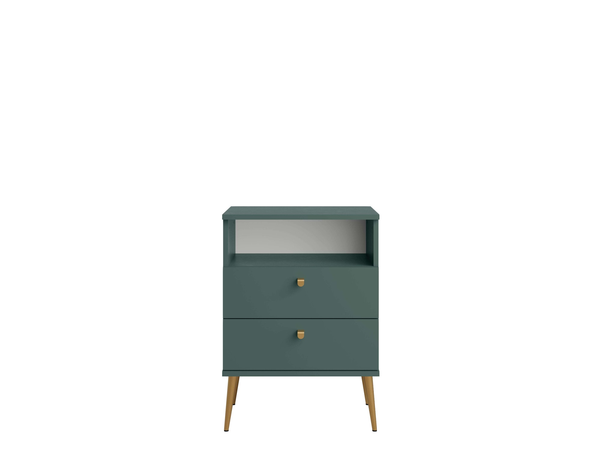 Home affaire Nachttisch »Elyria, Metallgriffe, FSC-zertifizierter Holzwerkstoff«, (Nachtkommode B/T/H 50/34/69cm), mit 2 Schubladen, 1 offenes Fach, viele Farben mit goldfarbenfb. Details