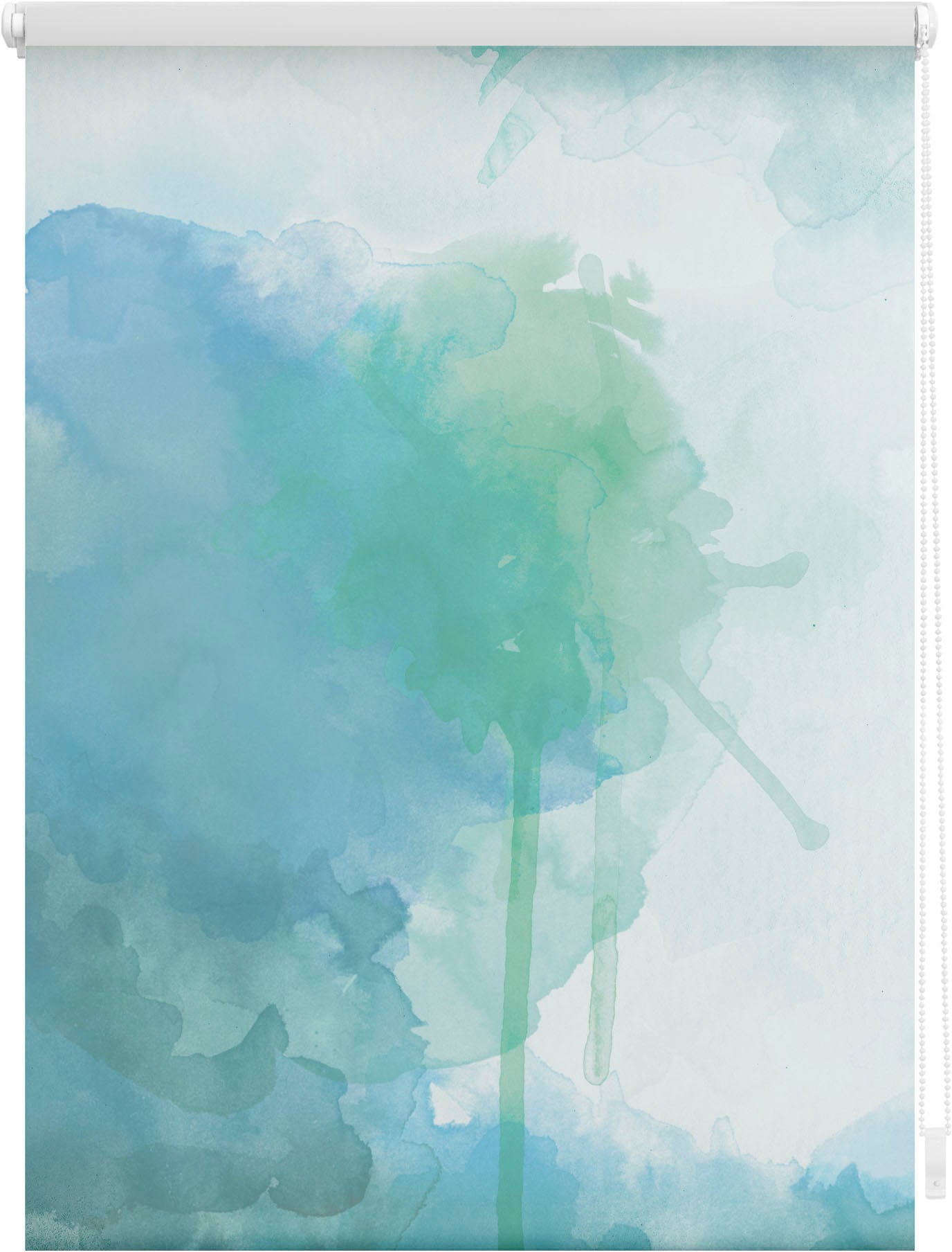 Image of LICHTBLICK ORIGINAL Seitenzugrollo "Rollo Klemmfix, ohne Bohren, Verdunkelung, Aquarell - Blau Grün" verdunkelnd Verdunkelung energiesparend freihängend