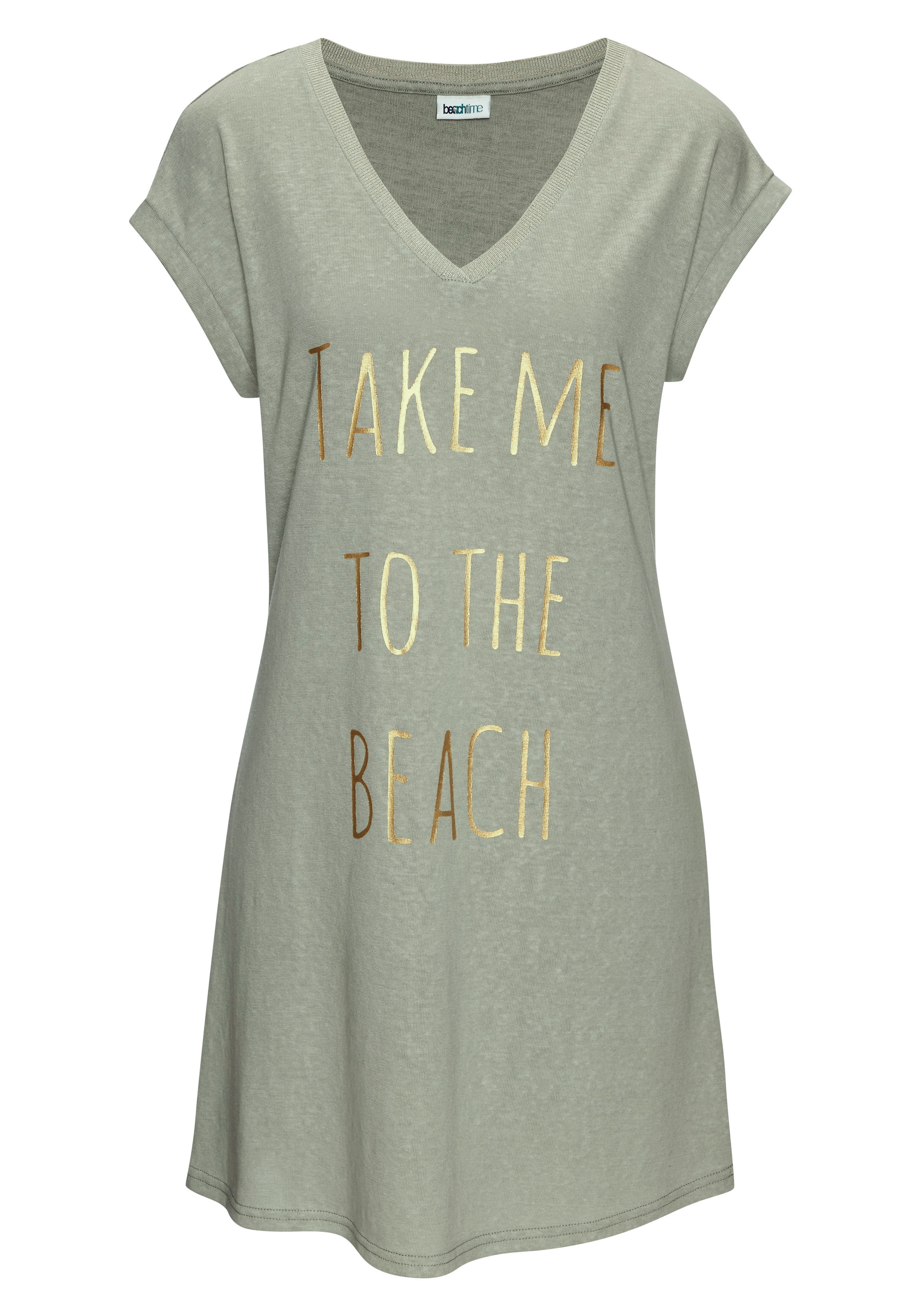 Beachtime by Lascana T-shirt long »mit glänzendem Foliendruck vorne, kurzes T-Shirt-Kleid« robe en jersey ample, robe d'été aérienne, robe de plage courte