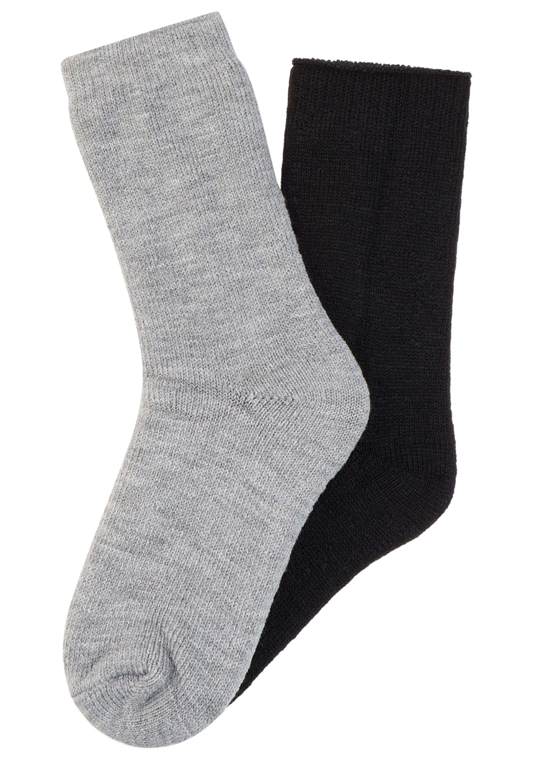 Heatkeeper Chaussettes 2 cuis tlg. Doppelpack gefütterte Wintersocken in schwarz und grau