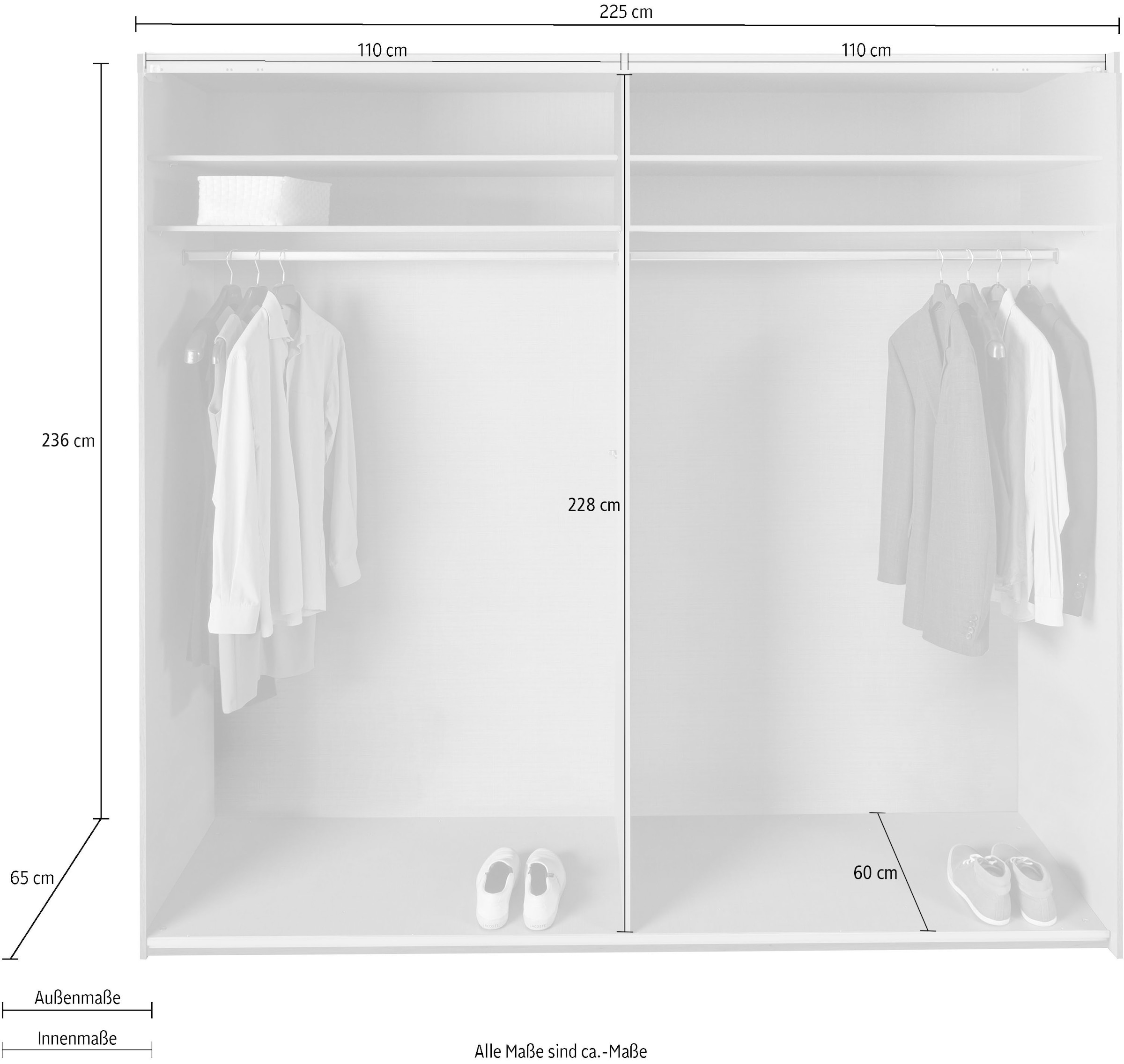 Wimex Schwebetürenschrank »Altona«, mit Glaselementen und zusätzlichen Einlegeböden