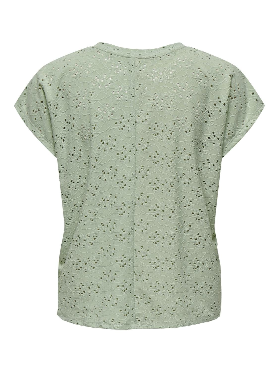 ONLY Kurzarmshirt »ONLSMILLA LIFE S/S TOP JRS NOOS«, regular fit, modisch, Single Jersey, Materialmix, Rundhals