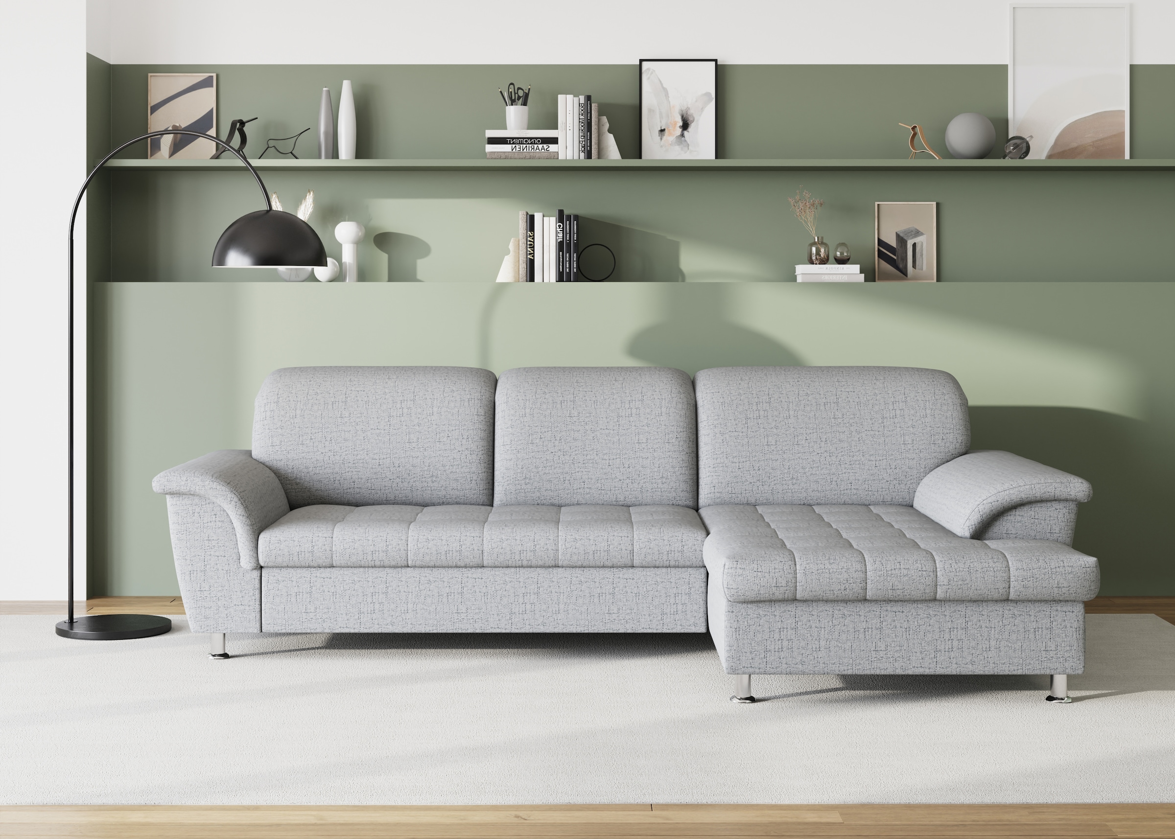 Image of DOMO collection Ecksofa "FRANZI 278x170x81 cm, Steppung im Sitzbereich, L-Form" wahlweise mit Bettfunktion, Bettkasten und Kopfteilverstellung