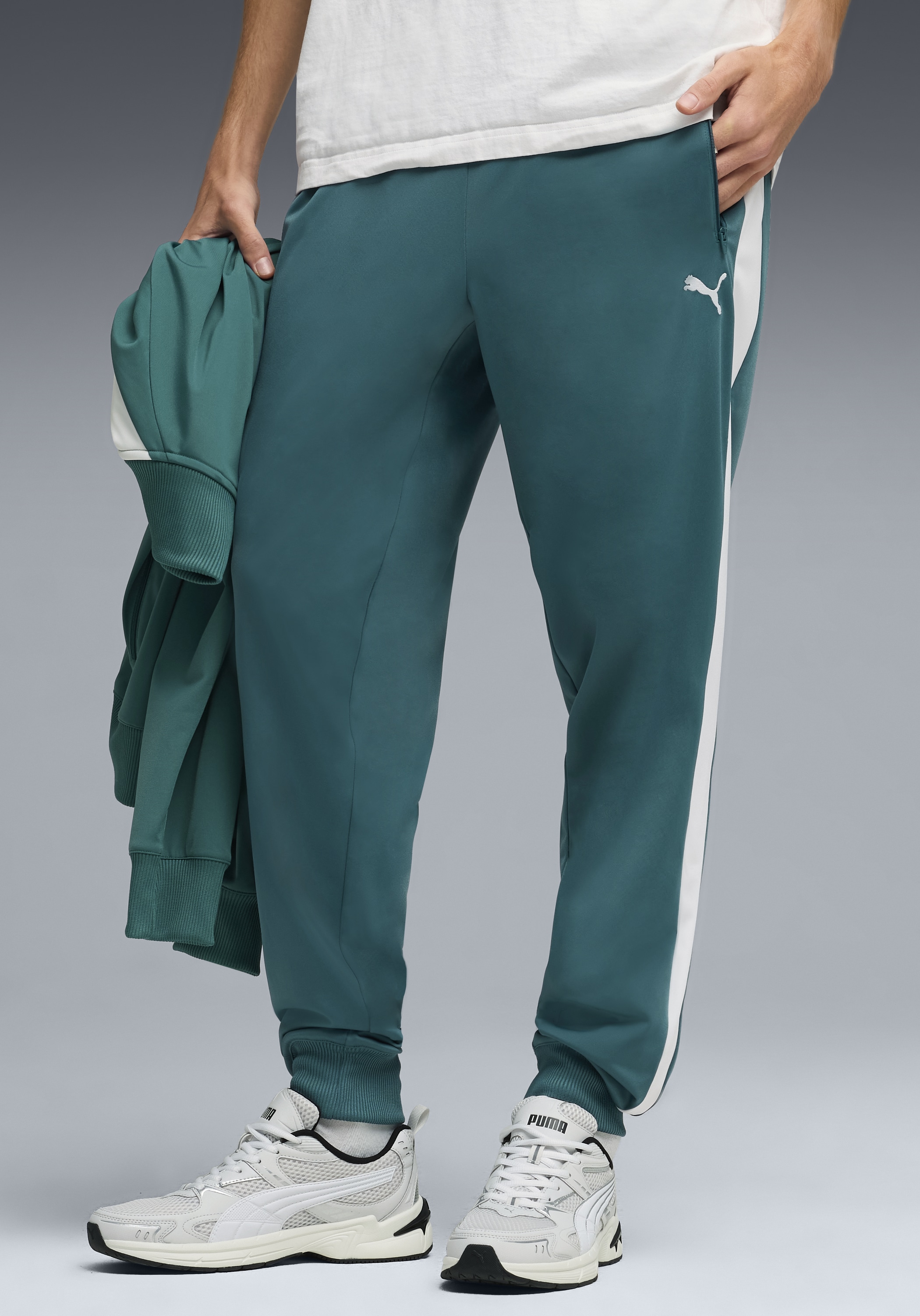 Image of PUMA Trainingshose "T7 FOUNDATION CL POLY KNITTED PANTS" mit Eingrifftaschen, Regular Fit, sportlicher Stil