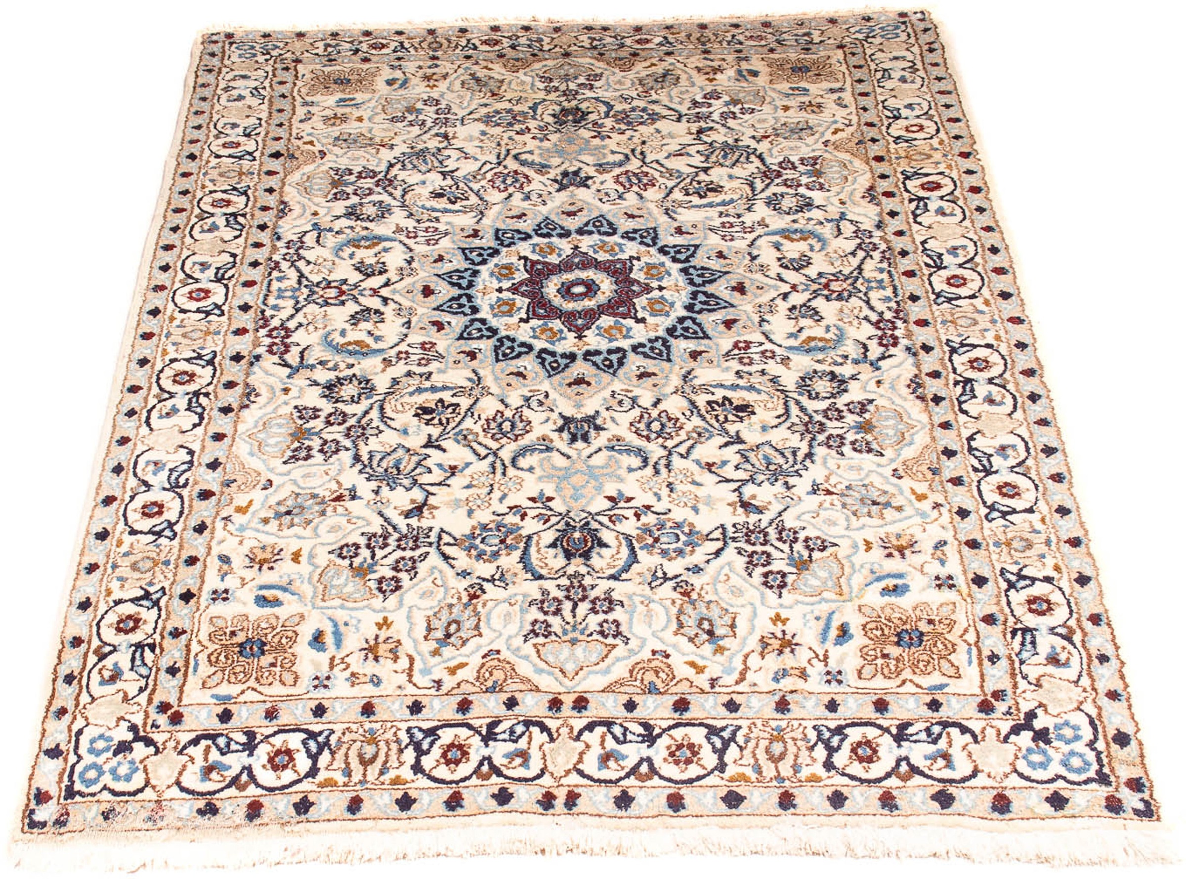 Image of morgenland Orientteppich »Perser - Nain - Royal - 207 x 121 cm - beige«, rechteckig, 10 mm Höhe, Wohnzimmer, Handgeknüpft, Einzelstück mit Zertifikat bei Ackermann Versand Schweiz
