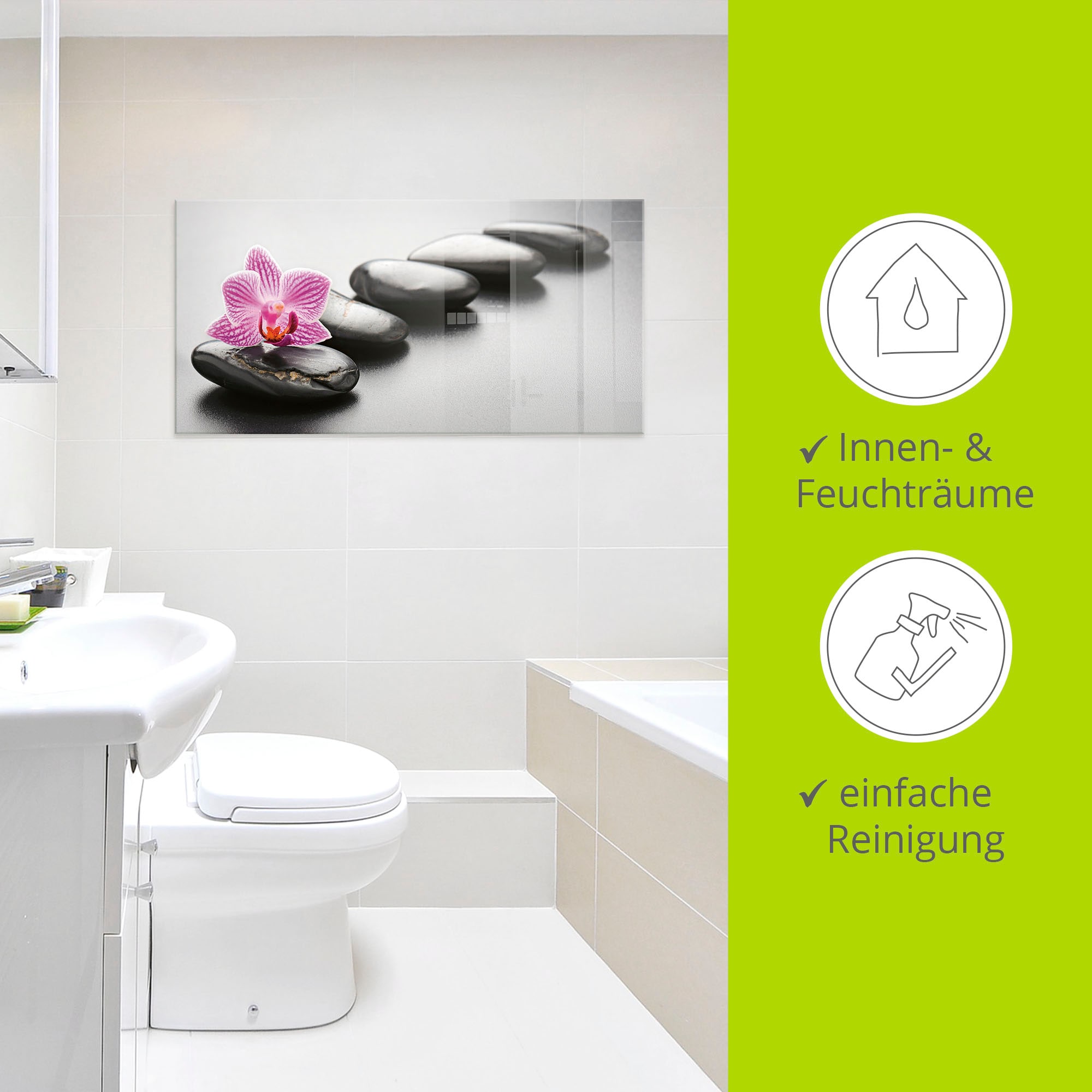 Artland Tableau en verre »Spa-Konzept mit Zen Steinen und Orchidee« 1 cuis tlg. in verschiedenen Grössen