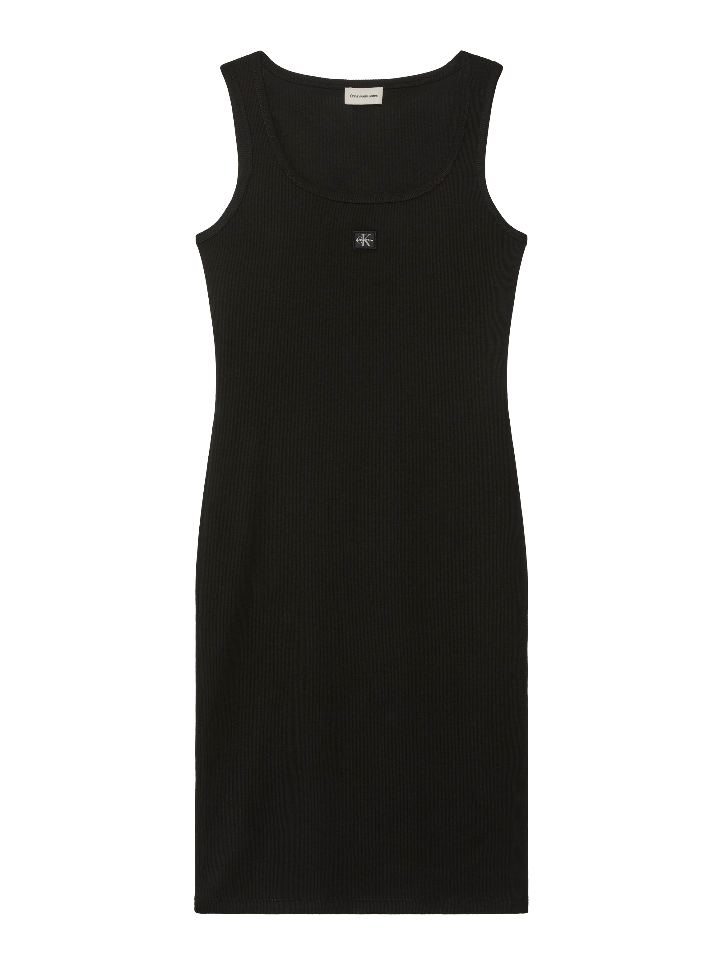 Calvin Klein Jeans Mini-robe »BABY RIB WOVEN LABEL« Sans poche Coupe ajustée avec col rond