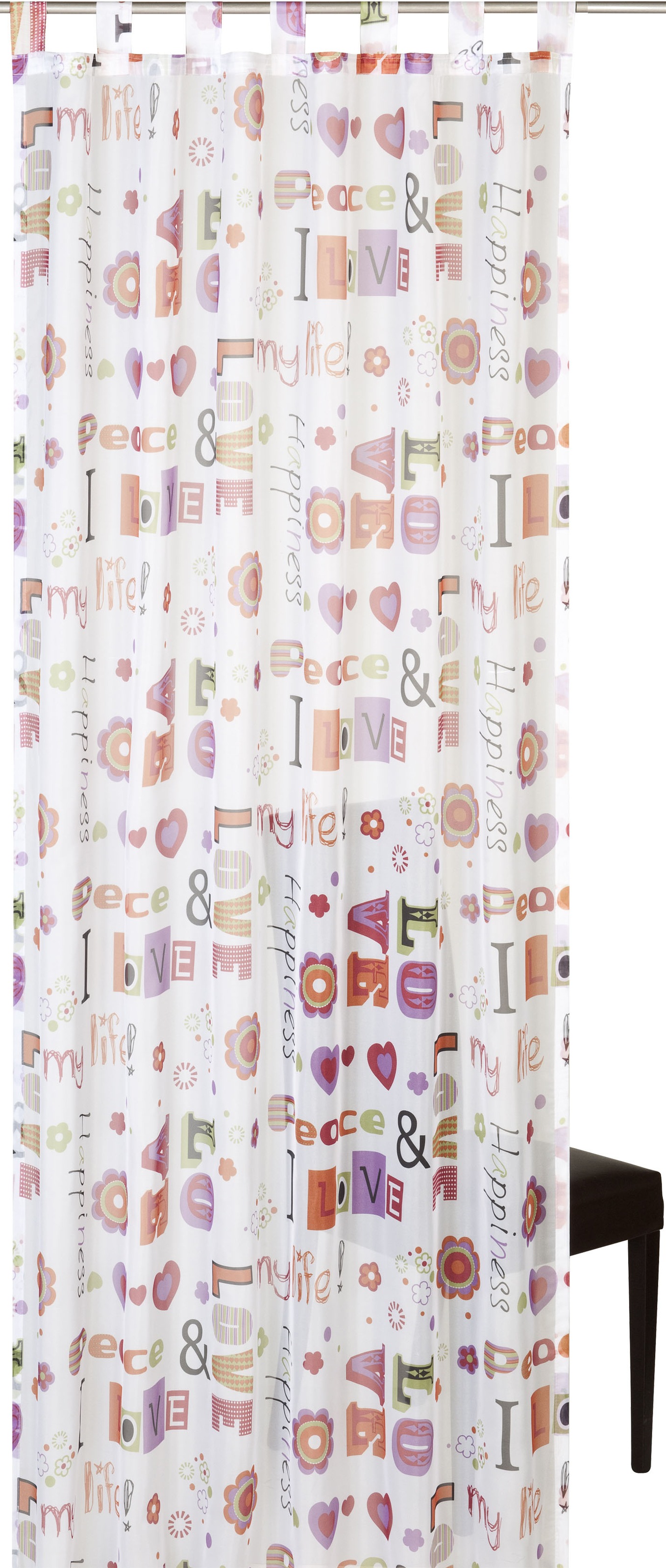 Image of ELBERSDRUCKE Gardine »Happiness«, (1 St.), Schlaufenschal mit Kräuselband Happiness 05 orange 255x140 cm halbtransparent bei Ackermann Versand Schweiz