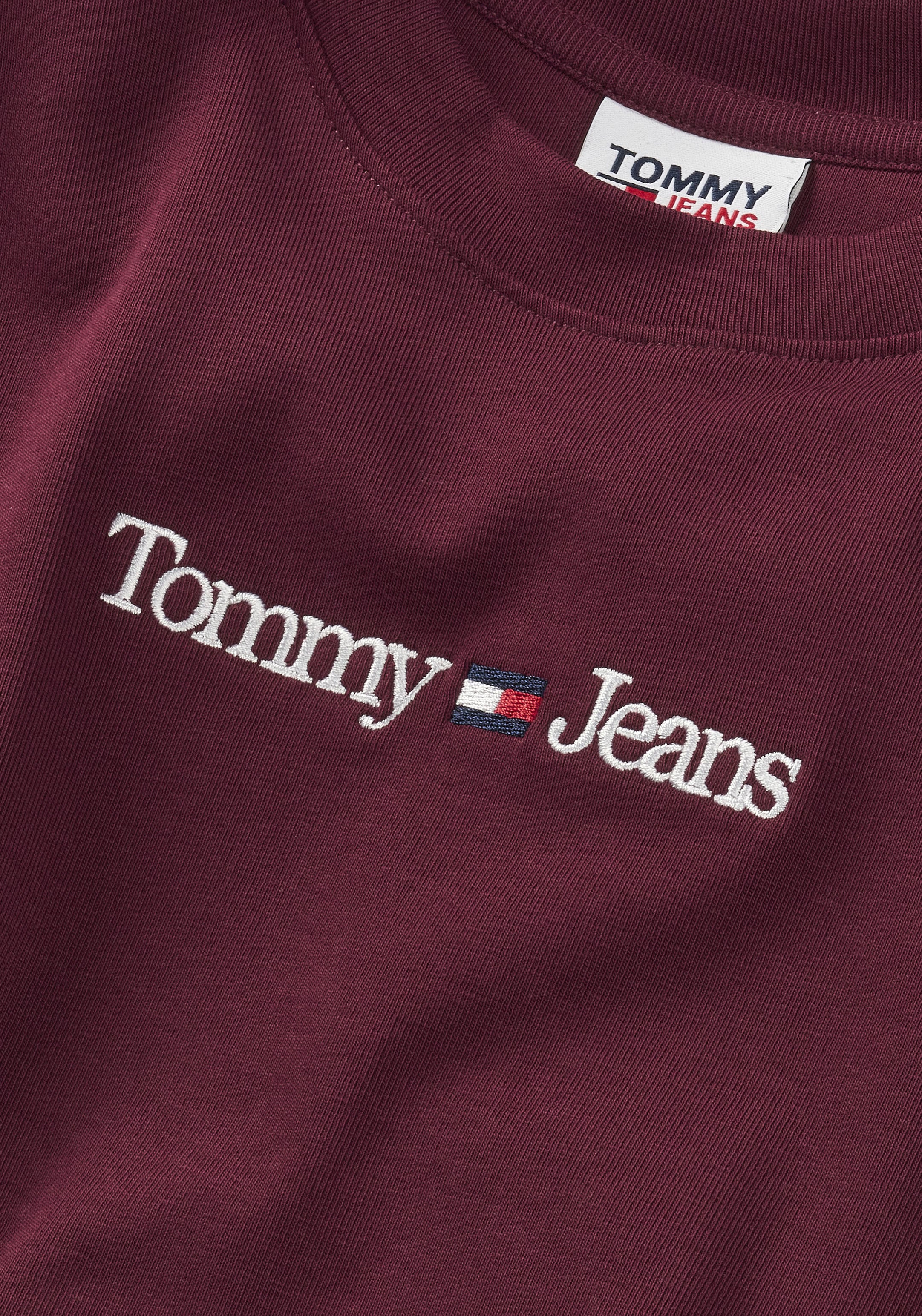 ♕ Tommy Jeans Kurzarmshirt mit Jeans dezenten Stickereien BABY bestellen LINEAR SS«, SERIF Tommy versandkostenfrei »TJW