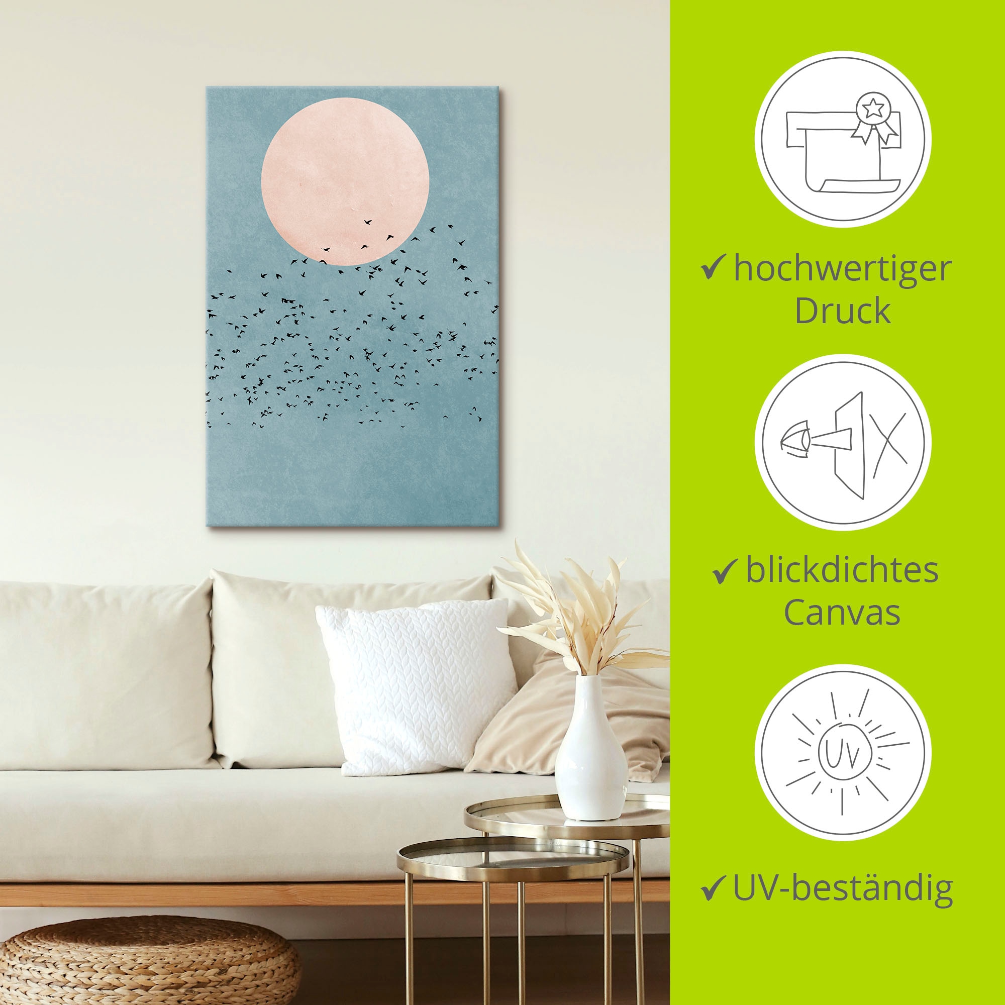 Artland Tableau sur toile »Wegfliegen« 1 cuis tlg. auf Holzrahmen gespannt