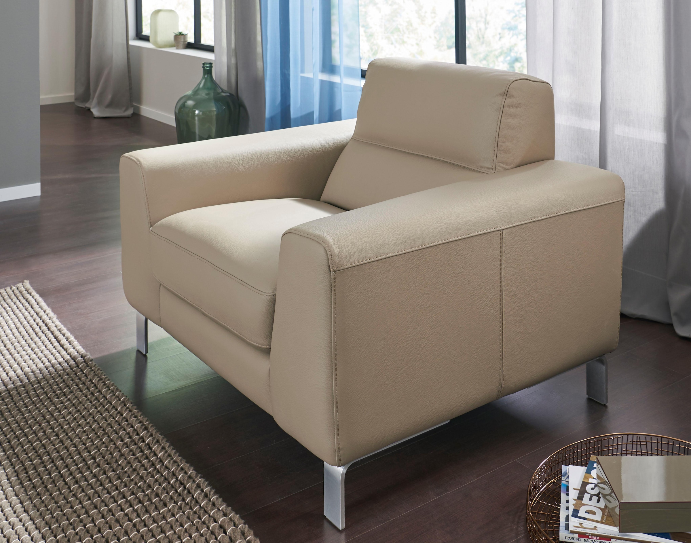 Image of CALIA ITALIA Sessel "Simon Loungesessel, Designsessel, sehr bequem" in zwei Lederqualitäten
