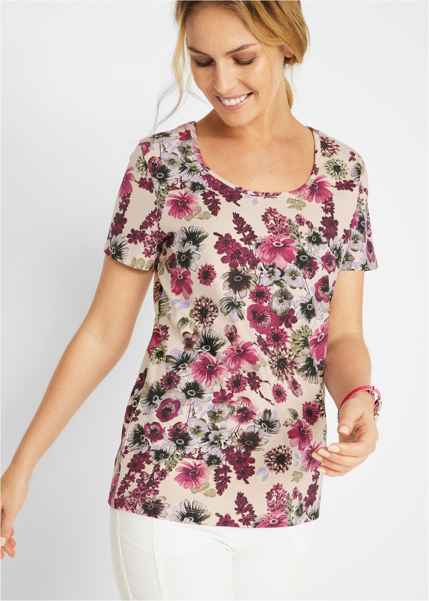 bonprix T-shirt Packung, 2 schmale Passform, Kurzarm, für Frühling und Sommer