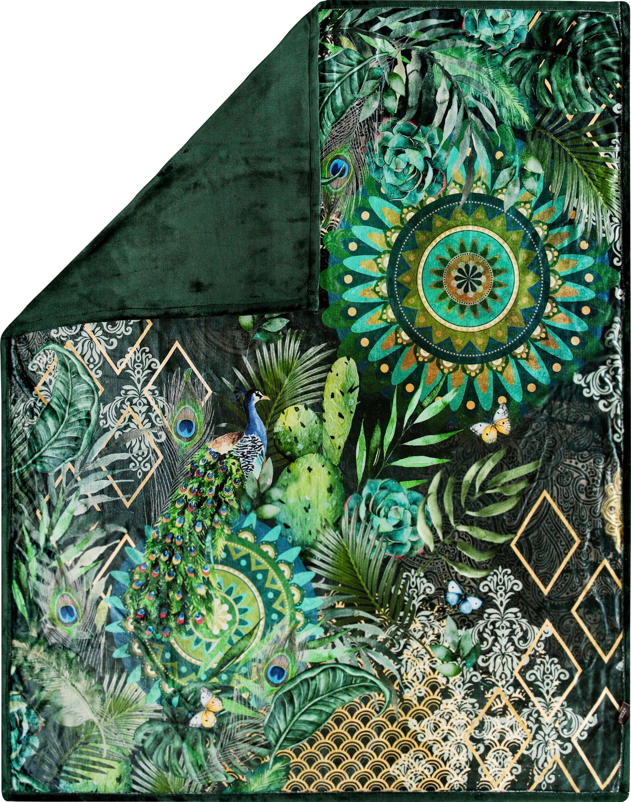 Image of hip Plaid »Botalia«, mit Mandala und Pfau, Kuscheldecke bei Ackermann Versand Schweiz