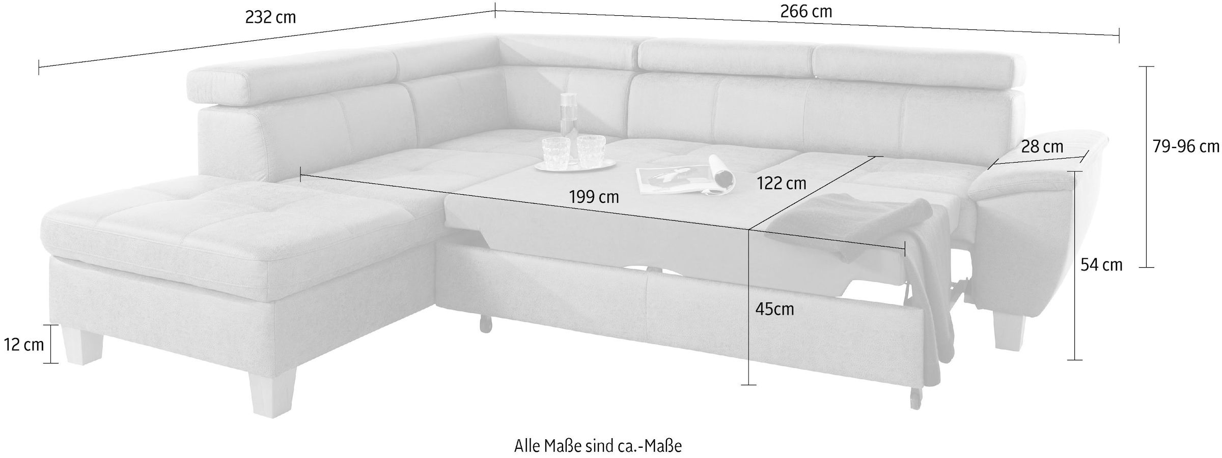 exxpo - sofa fashion Ecksofa »Enya, aufwendige Detailverarbeitung, hoher Sitzkomfort, bequem, L-Form«, mit Kopfteilverstellung, wahlweise Bettfunktion u. Bettkasten