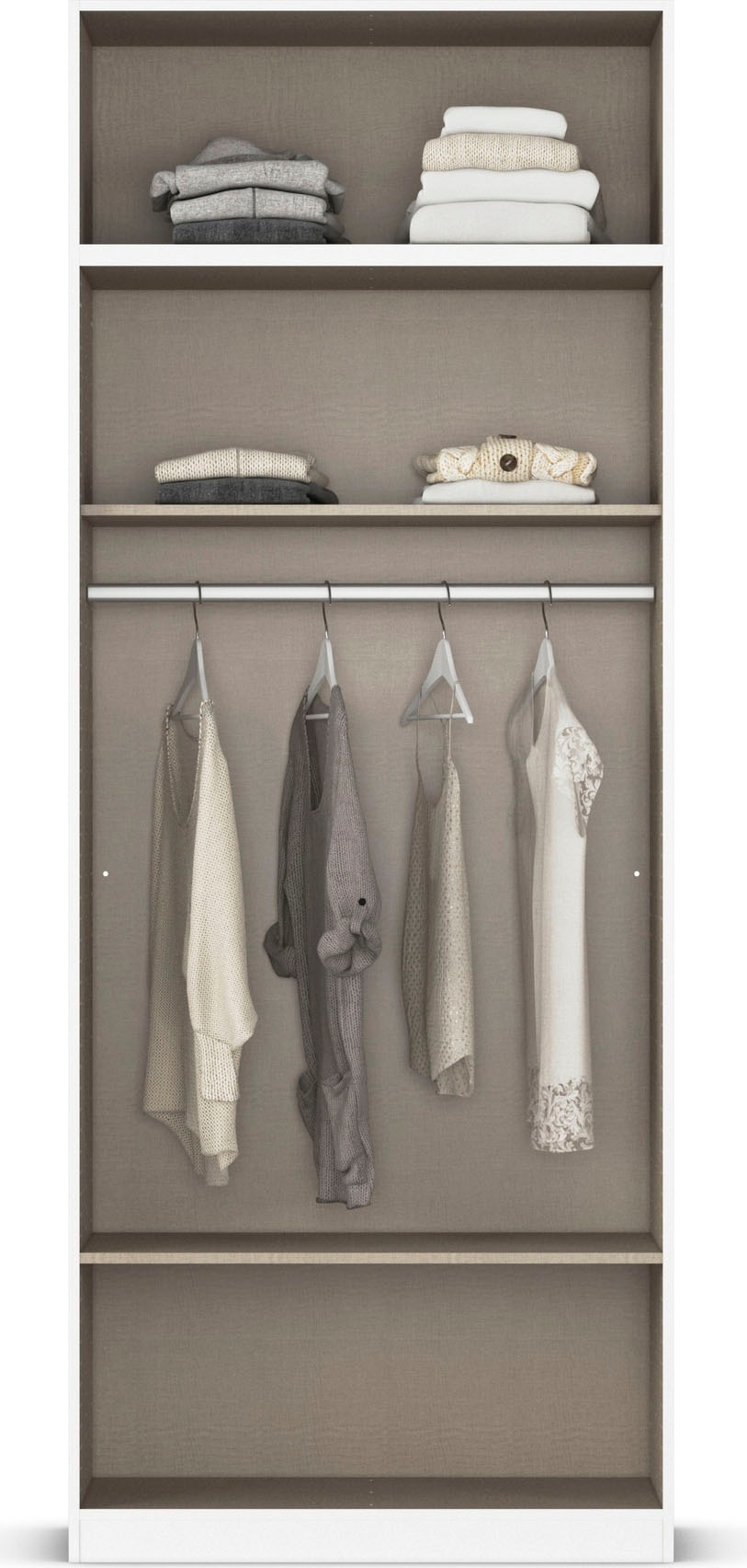 rauch Drehtürenschrank »Prandon A« Set, 2 Stk. tlg. mit 2 Schubladen sowie Aufsatzelement, Metallgriffe in Weiss
