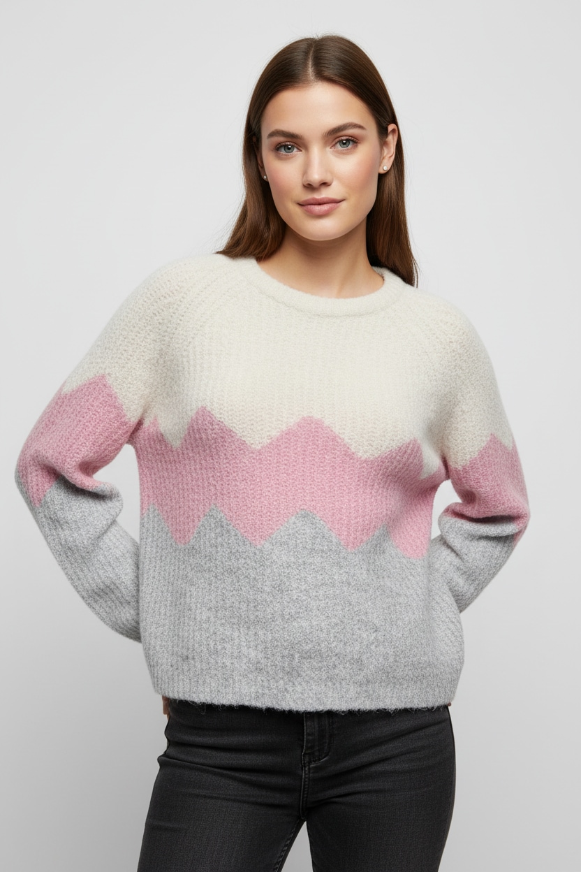 ONLY Strickpullover »ONLMAE LIFE LS ZIGZAG O-NECK KNT«