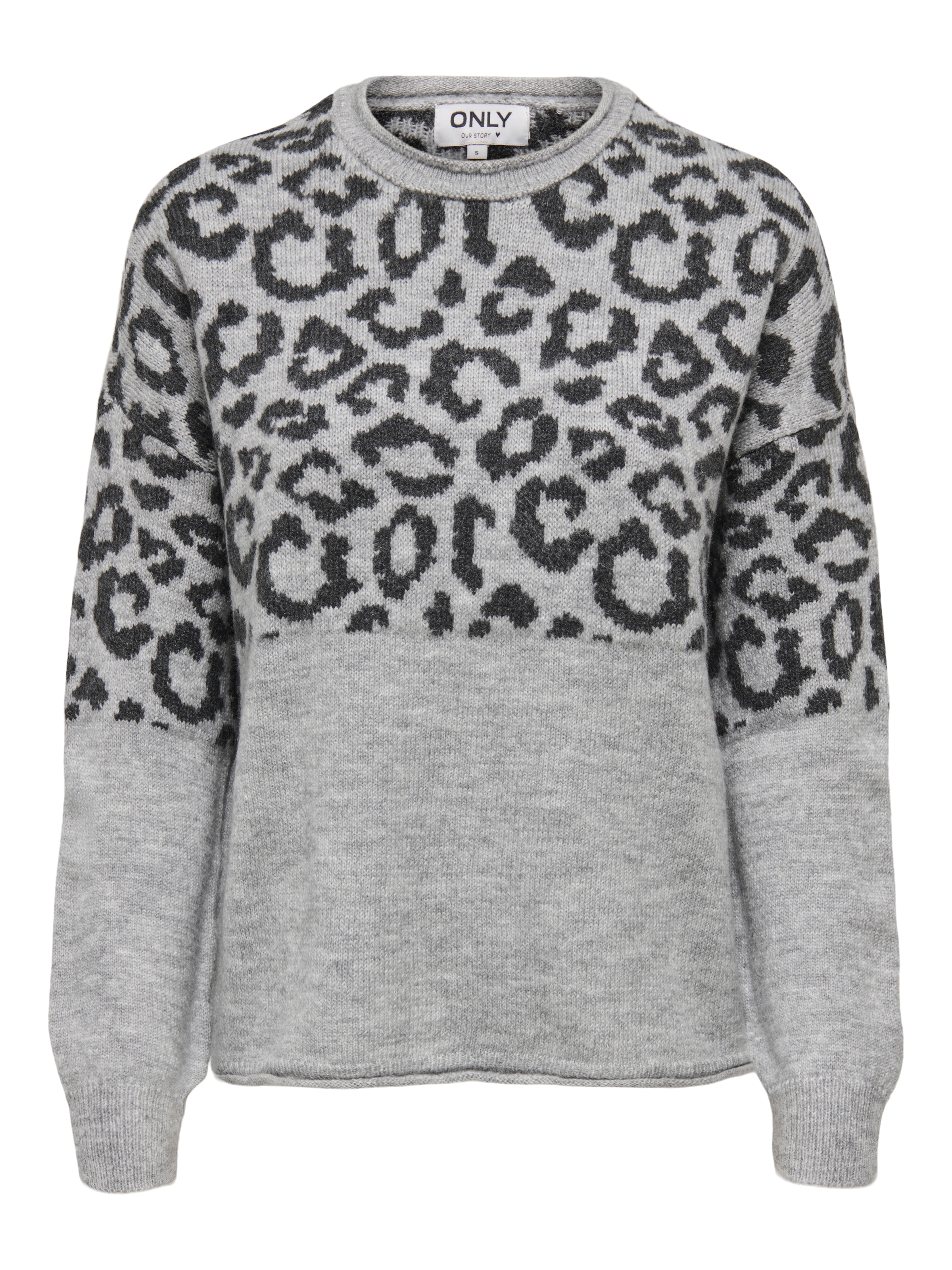 ONLY Rundhalspullover »ONLJADE ANIMAL LS O-NECK NOOS KNT« Kunstfaser, regular fit