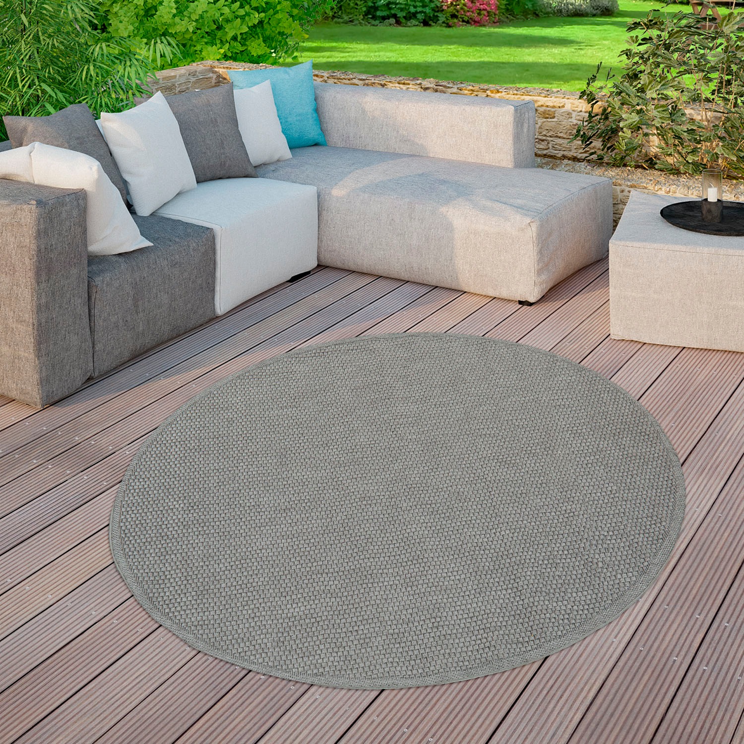 my home Teppich »Timberova«, rund, 5 mm Höhe, In-und Outdoor geeignet,Flachgewebe,... kaufen