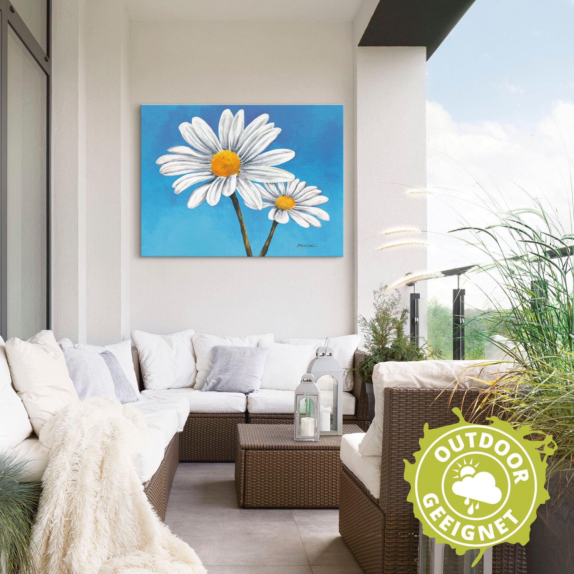 Artland Wandbild »Margeriten auf Blau«, Blumen, (1 St.), als Alubild, Outdoorbild, Leinwandbild in verschied. Grössen