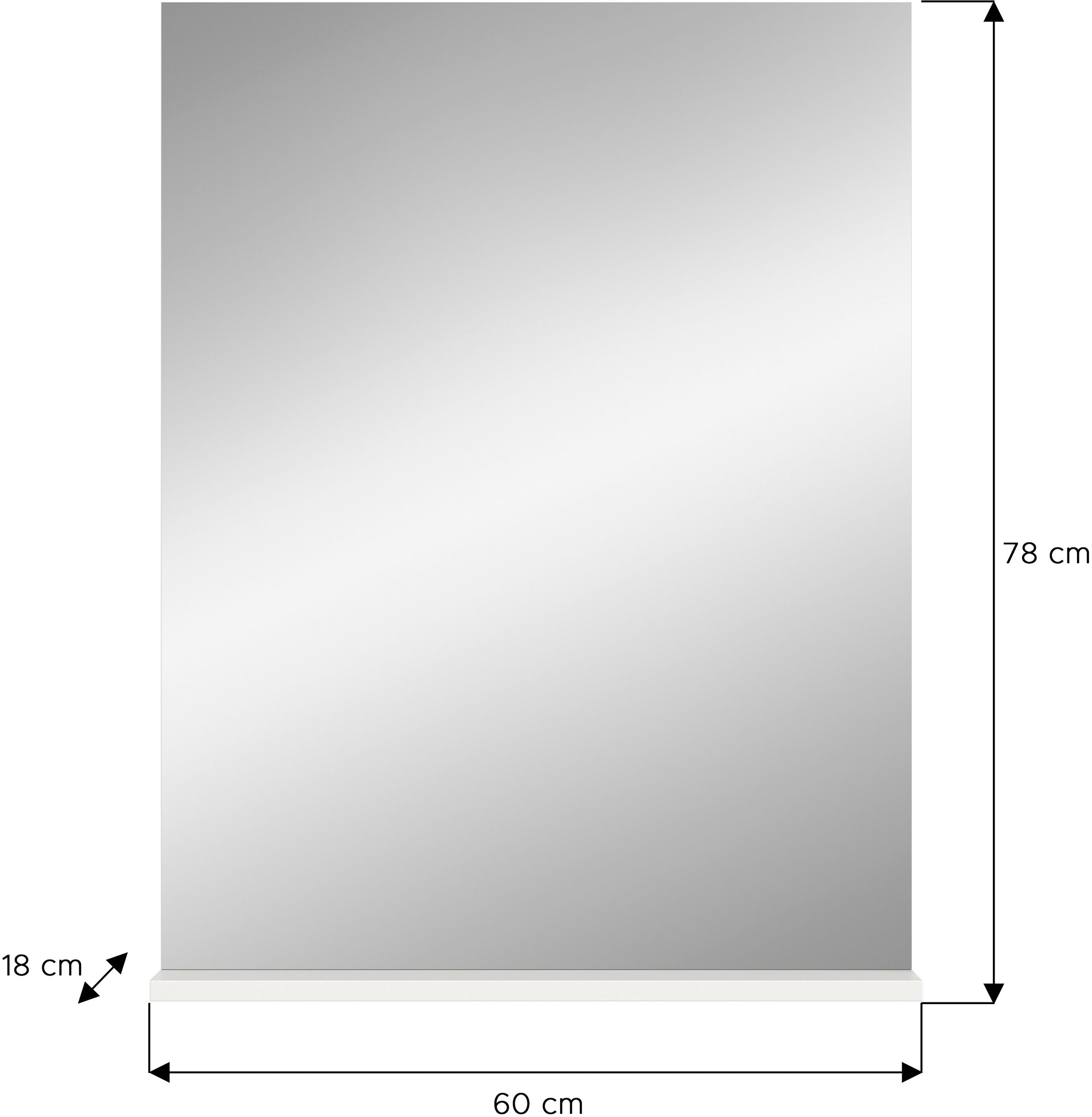 welltime Miroir de salle de bain »SIENA, Breite 60cm, 1 Ablageboden, hochwertiges Spiegelglas« disponible en plusieurs couleurs, meubles de salle de bain, miroir, salle de bain