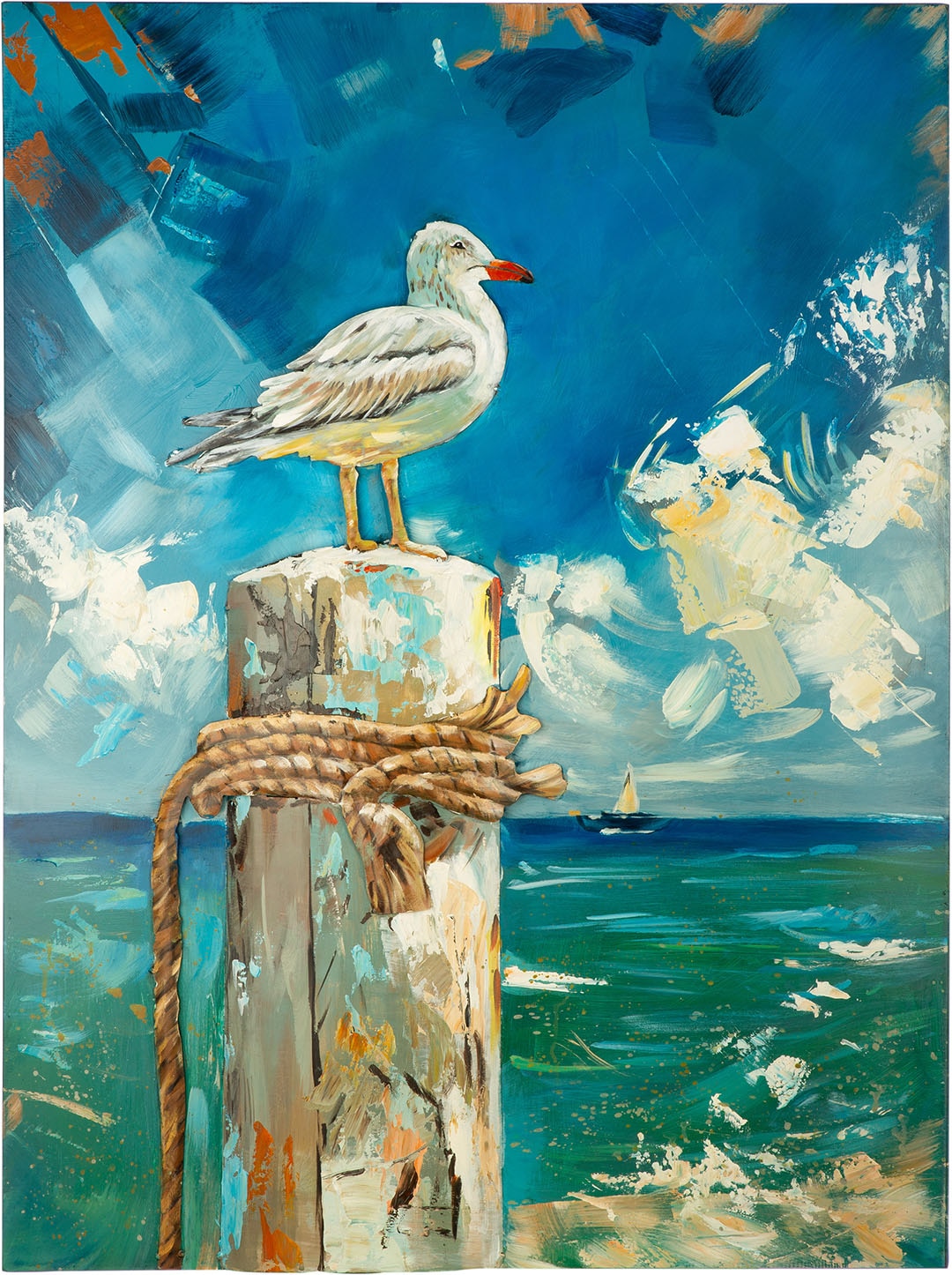 Image of GILDE Metallbild "Bild rechteckig Coast Bird" Strandbilder 1 Stk. tlg.