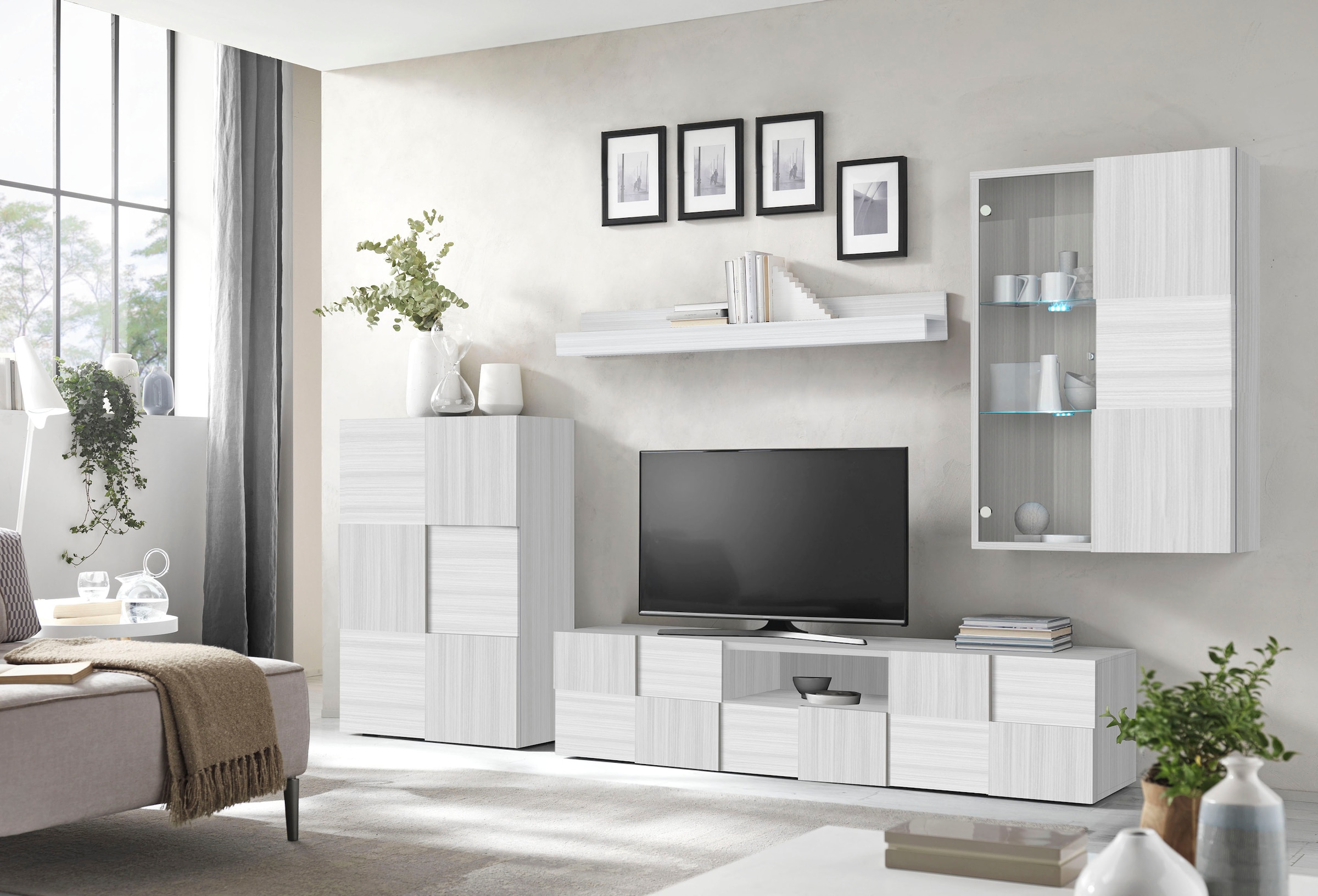 Image of Home affaire Wohnwand "Dama, 4tlg.Breite 300 cm, Höhe 200 cm, moderne Anbauwand in 3D-Optik," Set, 4 Stk. tlg.