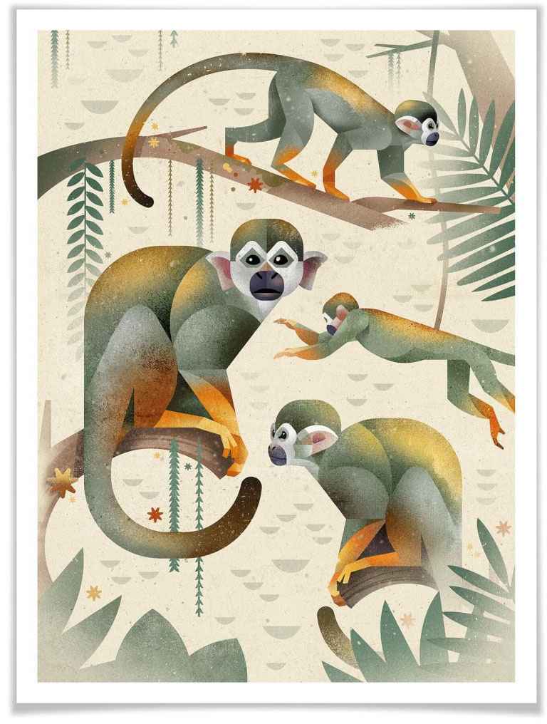 Image of Wall-Art Poster »Squirrel Monkeys«, Tiere, (1 St.), Poster, Wandbild, Bild, Wandposter bei Ackermann Versand Schweiz