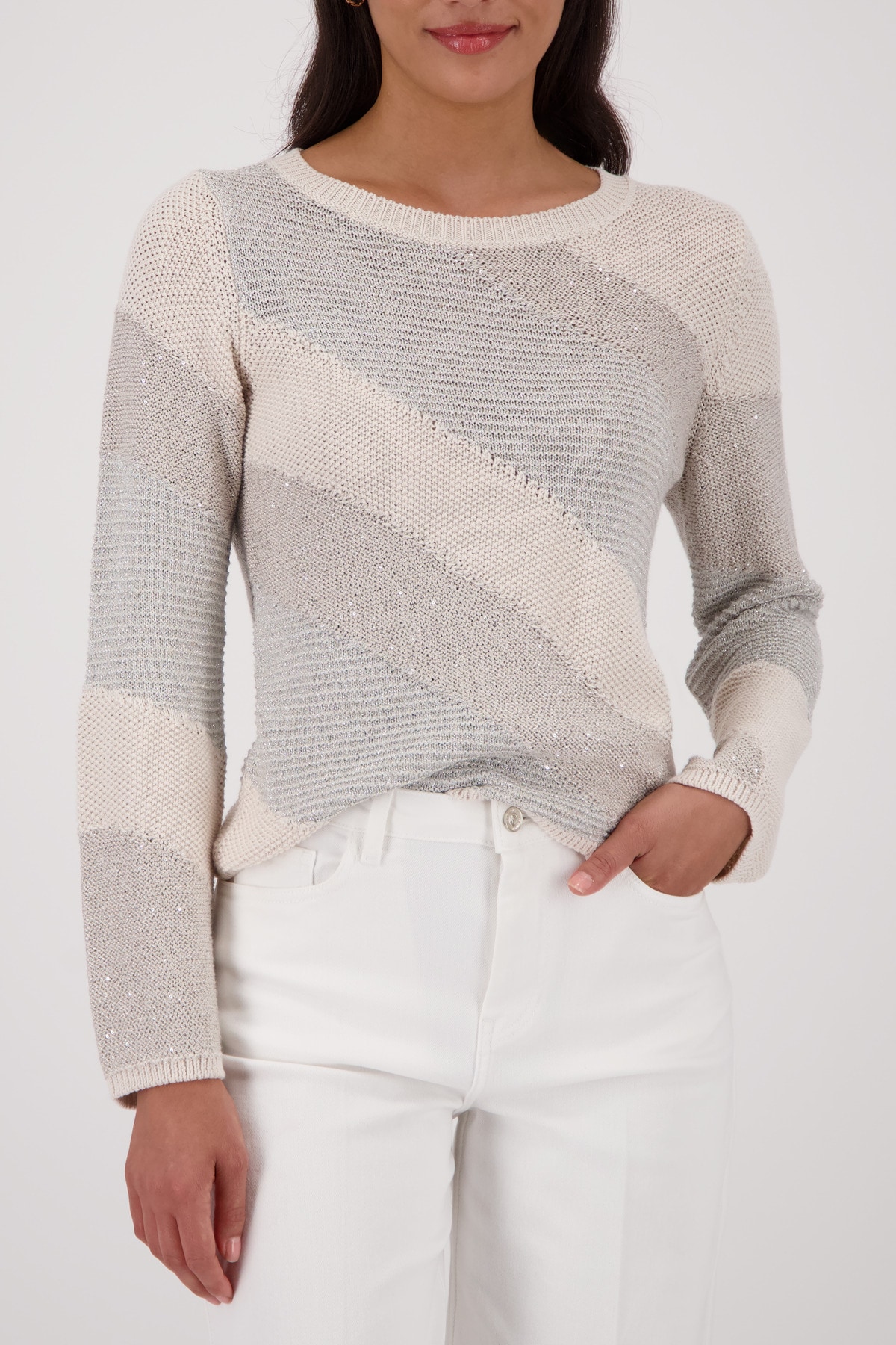 Image of Monari Strickpullover "Pullover Materialmix" Regular fit mit Glanzdetails