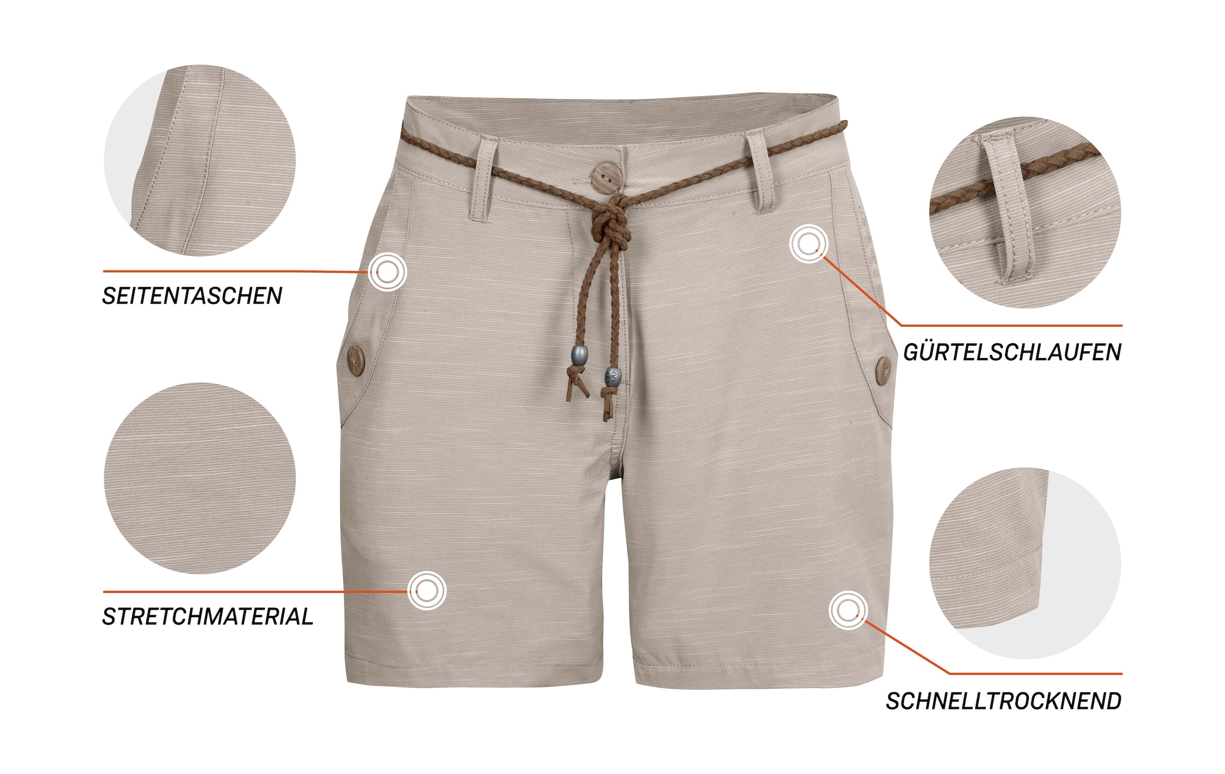 G.I.G.A. DX by killtec Shorts »GS 89 WMN SHRTS«, Schnelltrocknende Damen Shorts mit Comfort-Stretch und Kordelgürtel