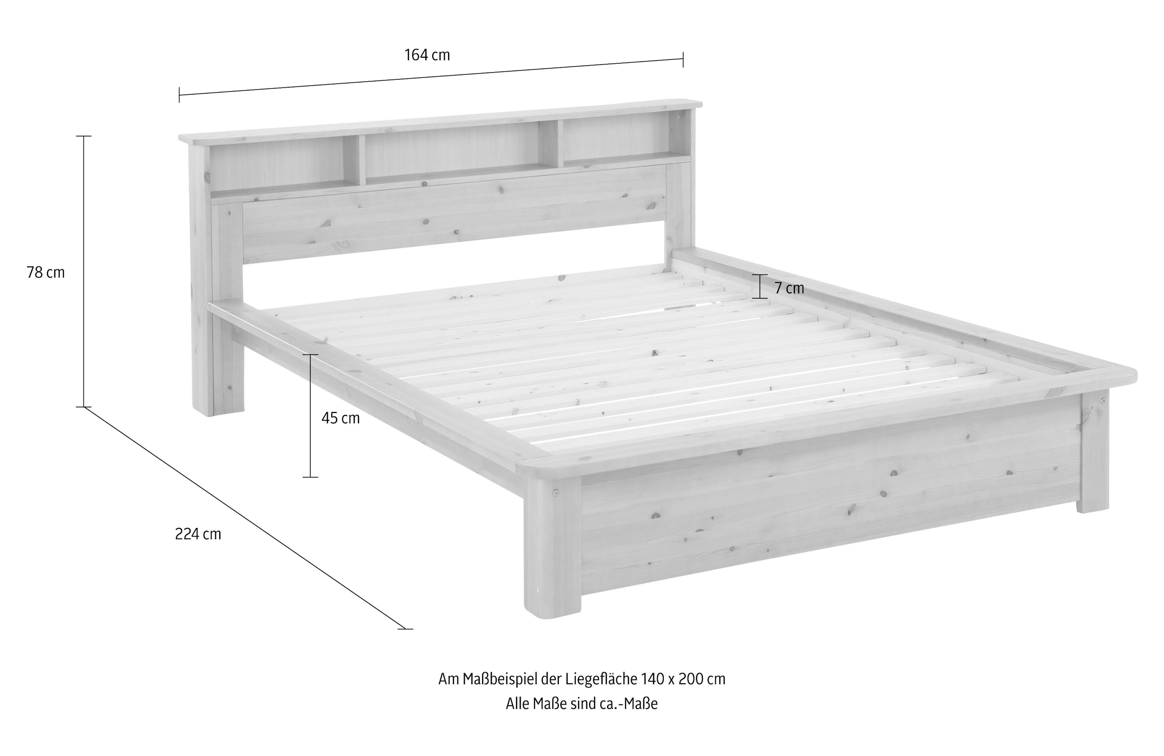 Home affaire Massivholzbett »"KERO" BESTSELLER! Stauraum im Kopfteil«, zertifiziertes Massivholz (Kiefer), optional mit Schublade