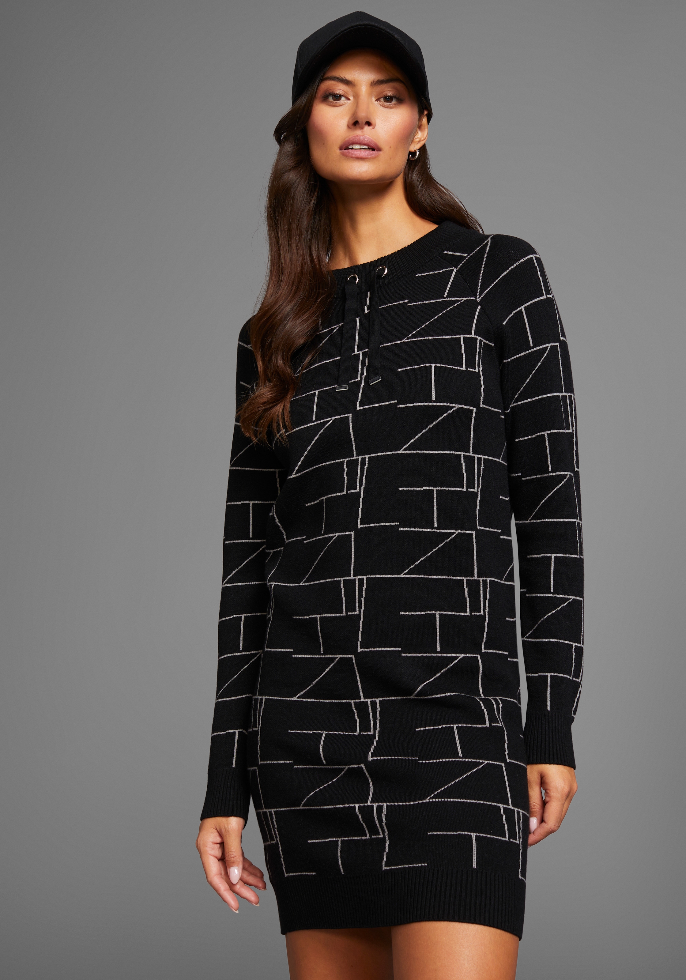 Image of Laura Scott Strickkleid aus kuscheligem Jacquardstrick mit Grafik-Motiv