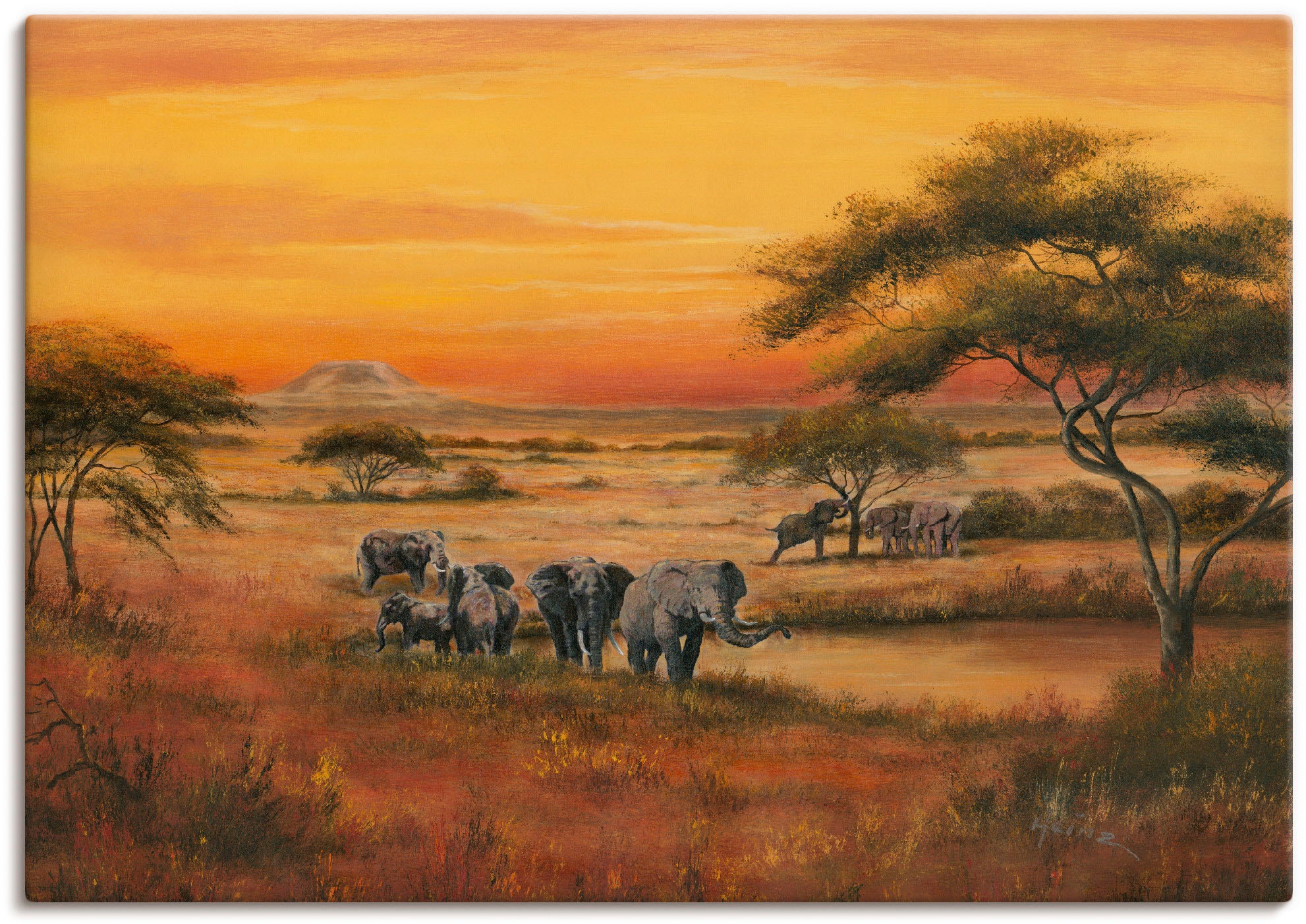 Wandbild »Afrika Grössen Poster Artland bequem oder (1 Alubild, als Wandaufkleber Elefanten«, in Leinwandbild, versch. Afrika, St.), kaufen