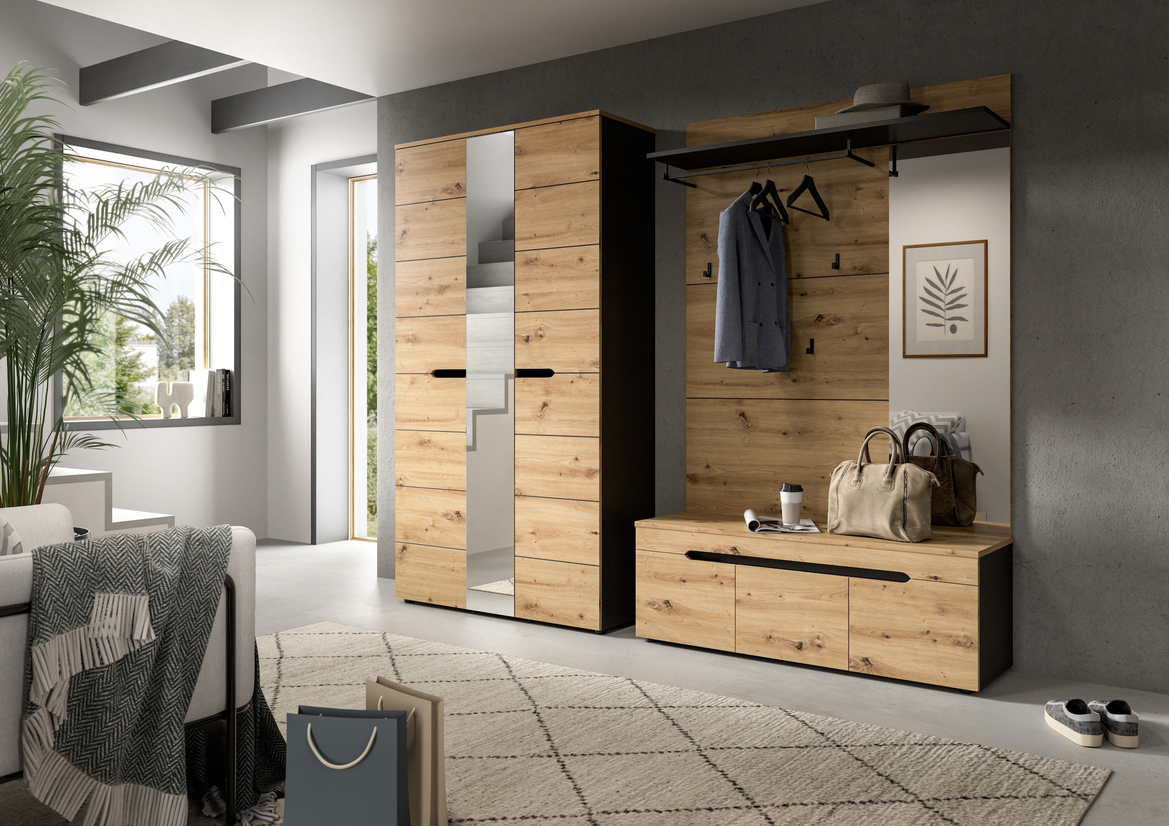 Home affaire Banc »REHAT, TOPSELLER!, Breite 120cm, 3 Türen, 4 Fächer« Capacité env. 10 paires de chaussures,  Banc de vestiaire, banc d'entrée, banc avec rangement, banc