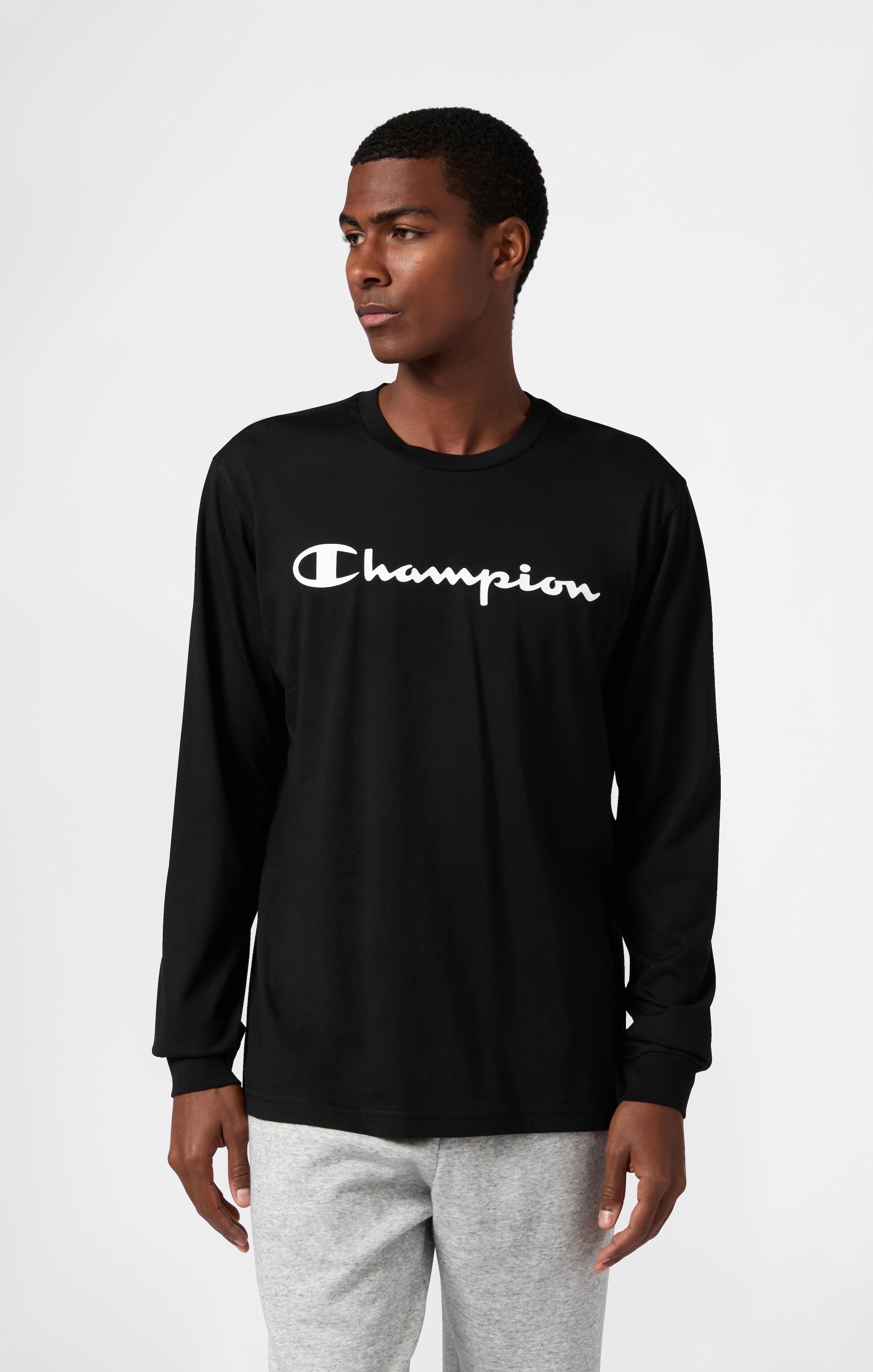 Image of Champion T-Shirt "BASICS Long-Sleeve T-Shirt Large Logo" Langarm-Design, sportlicher Stil, aus Baumwolle