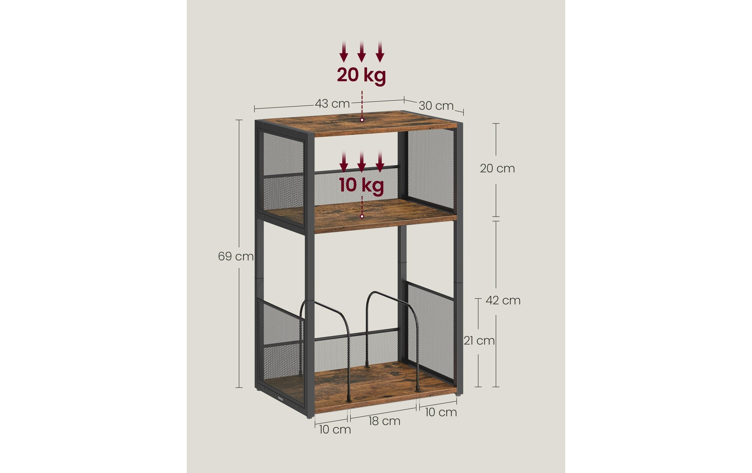 Image of VASAGLE Beistelltisch "43 x 69 cm"