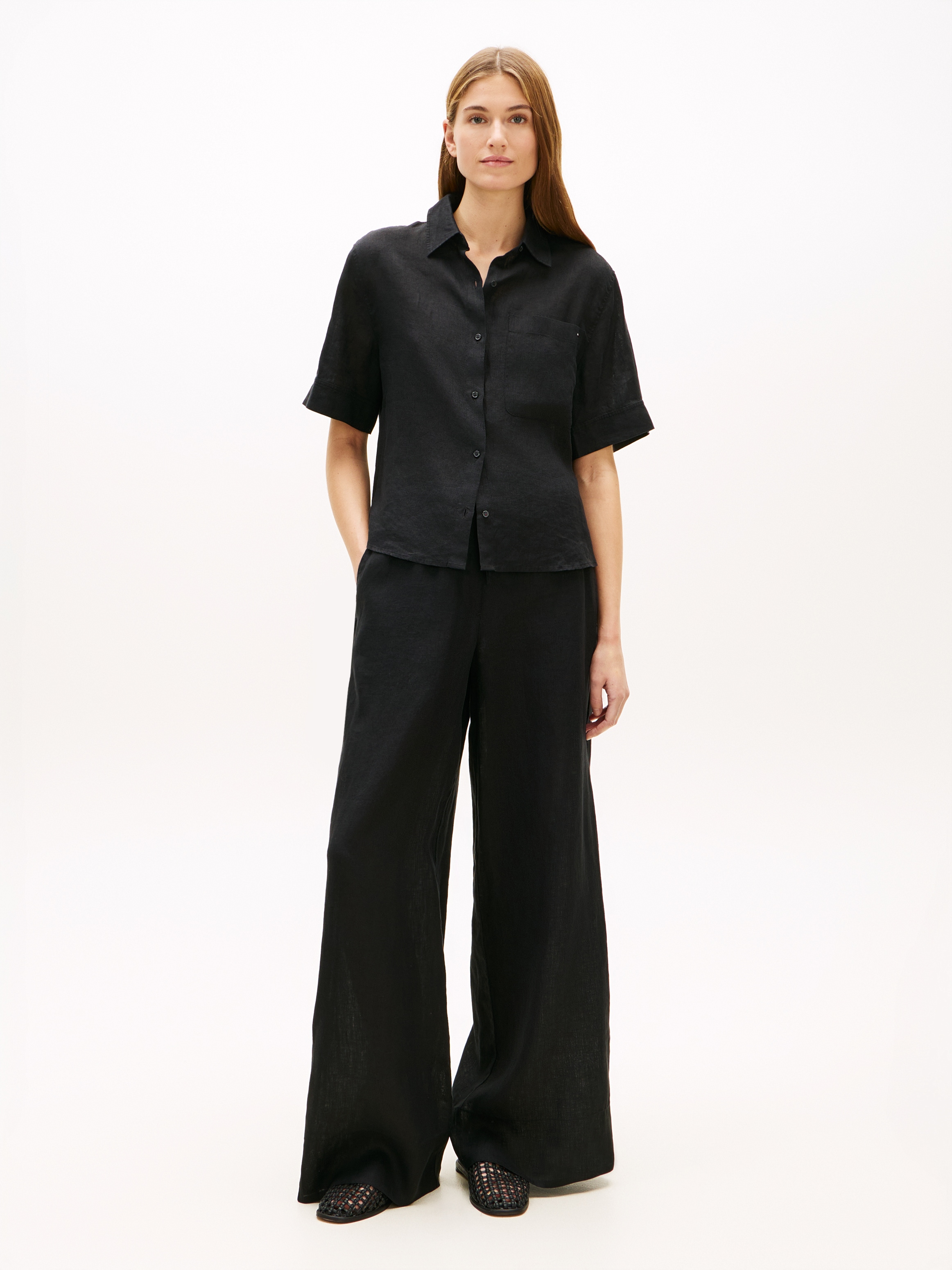 Tommy Hilfiger Pantalon en lin »ESS LINEN PULL ON PANTS«  en coupe ample, ceinture élastique
