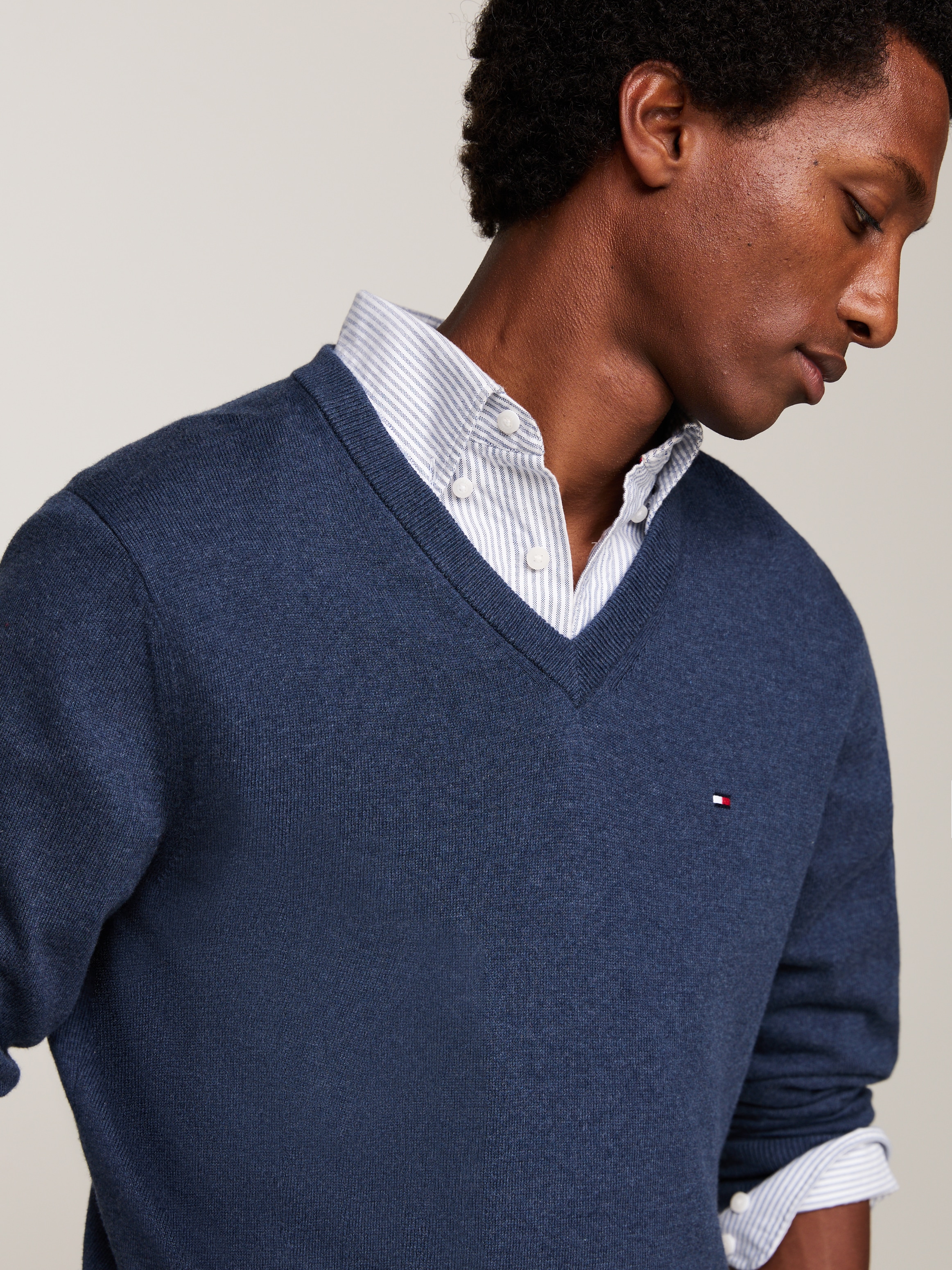 Tommy Hilfiger V-Ausschnitt-Pullover »PIMA ORG CTN CASHMERE V NECK«