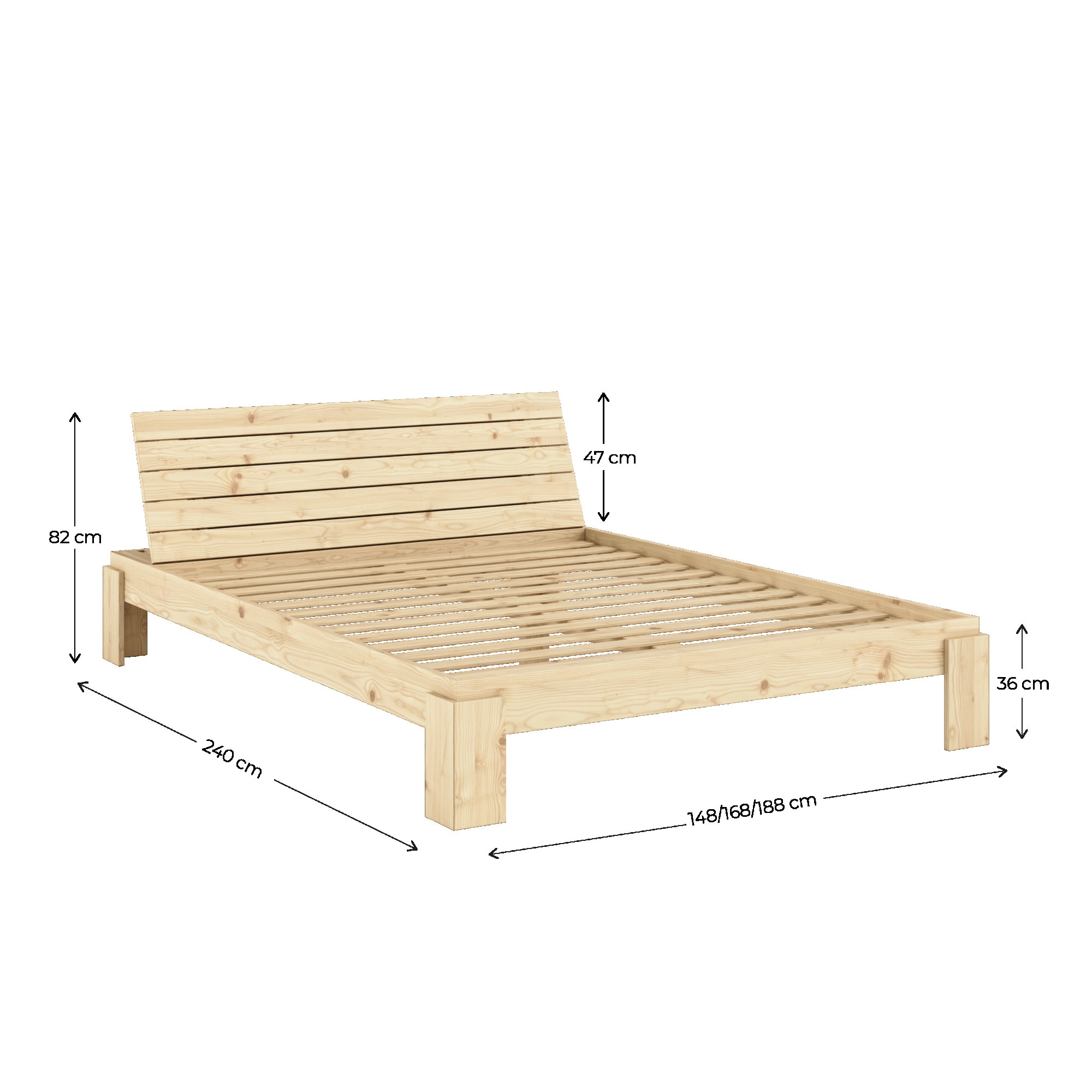 Karup Design Stauraumbett »Layers Bed Headboard, Bettgestell mit Stauraumkopfteil, mehrere Grössen«, inkl. Lattenrost, excl. Matratze, FSC®-zertifiziertes Massivholz