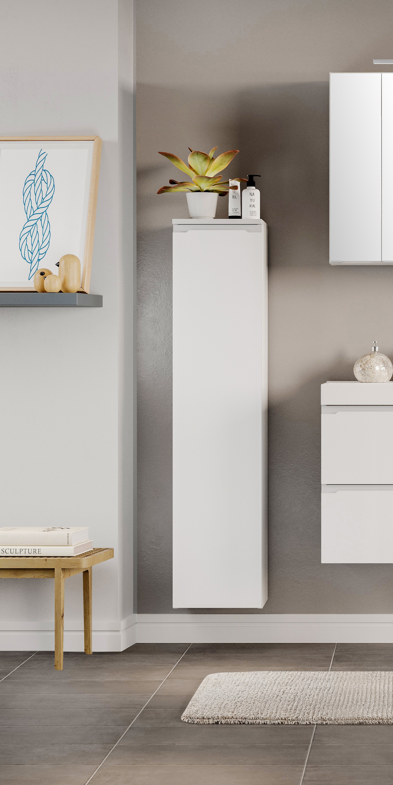 welltime Armoire intermédiaire »CABO, gedämpfte Scharniere« blanc mat, design sans poignées, réversible