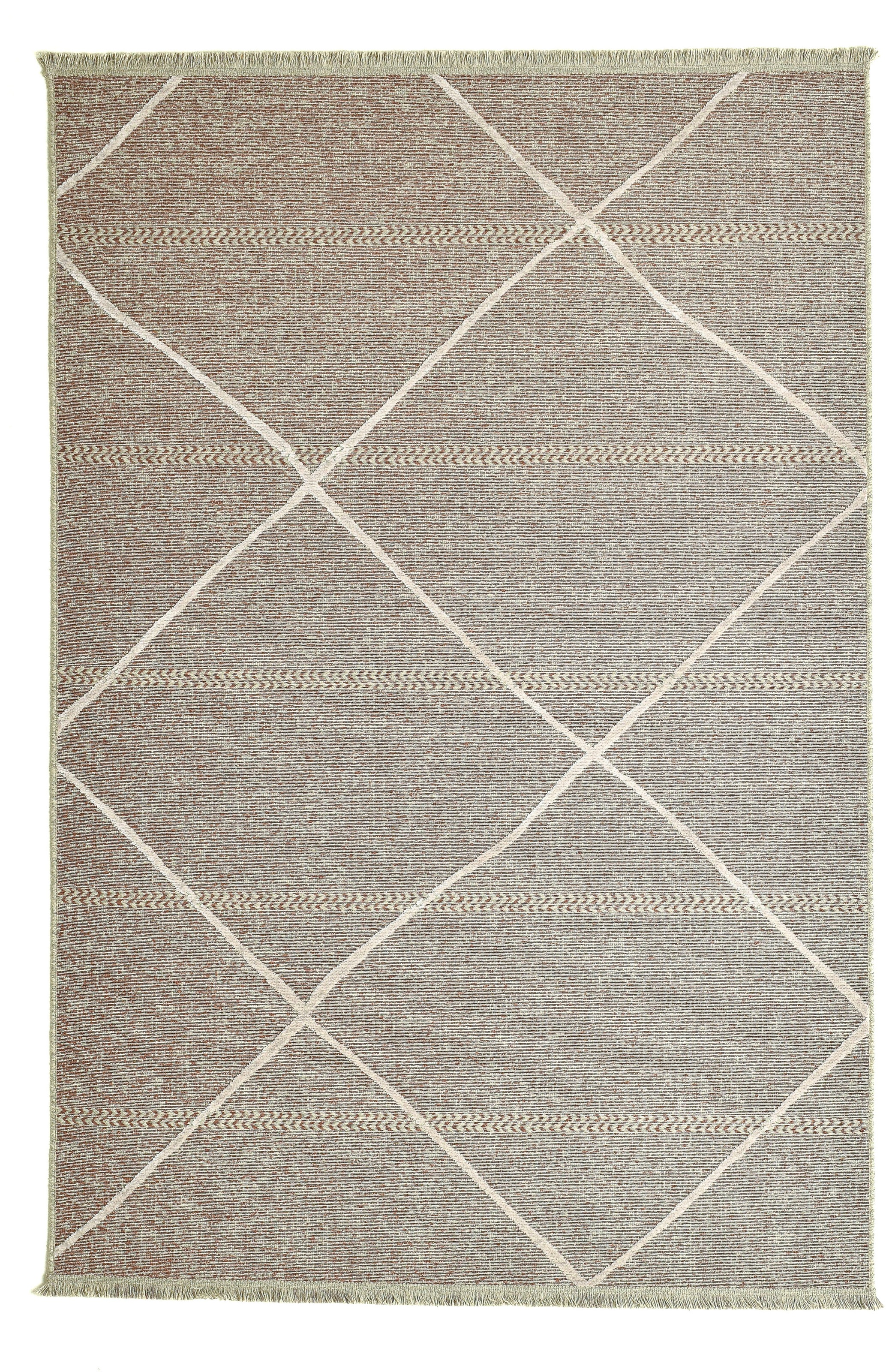 Sansibar Teppich »Braderup«, rechteckig, 2 mm Höhe, Flachgewebe, modernes Scandi Design, Motiv Rauten, mit Fransen