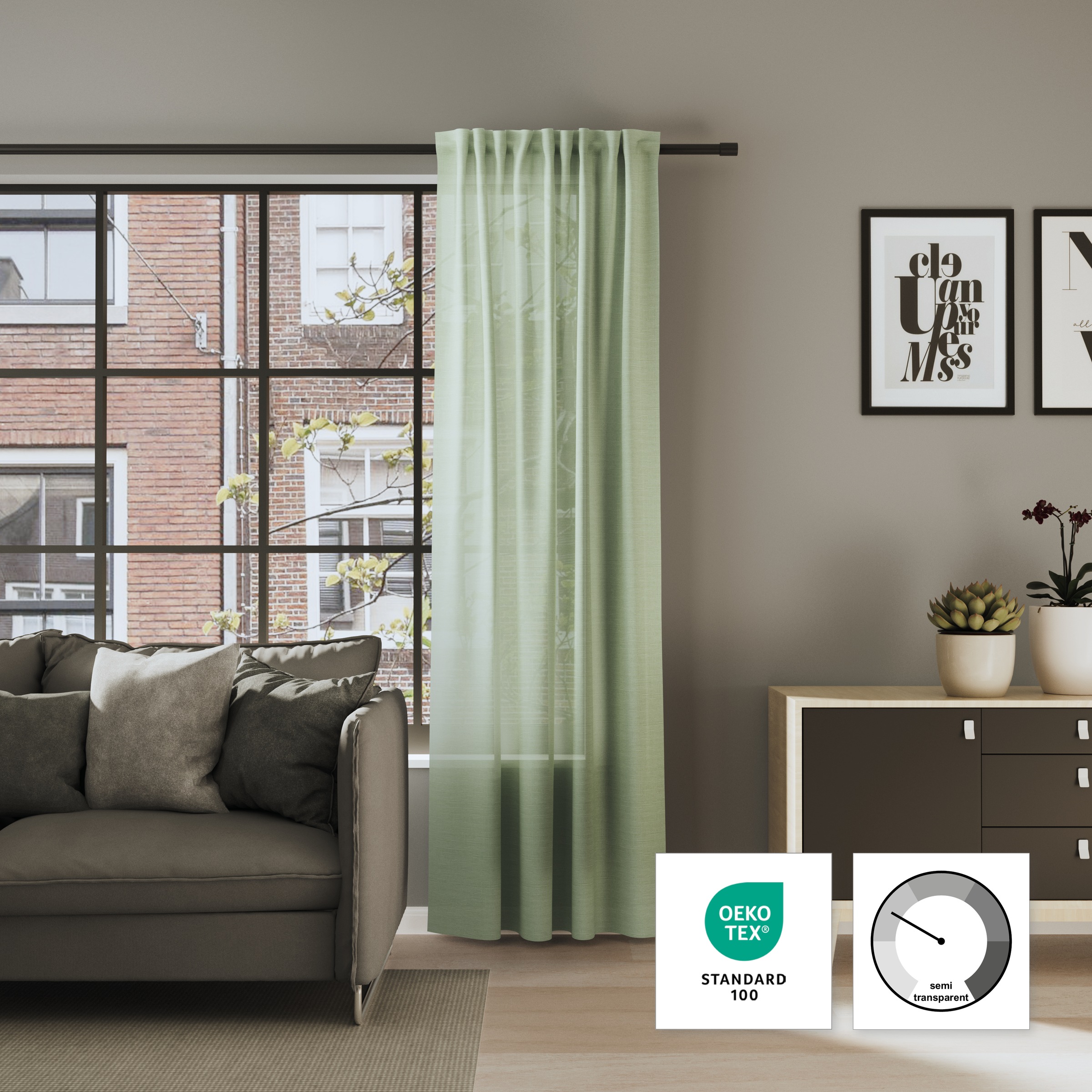 Neutex for you! Rideau »ALLEY« Bande multifonctionnelle 1 cuis tlg. design rayé semi-transparent